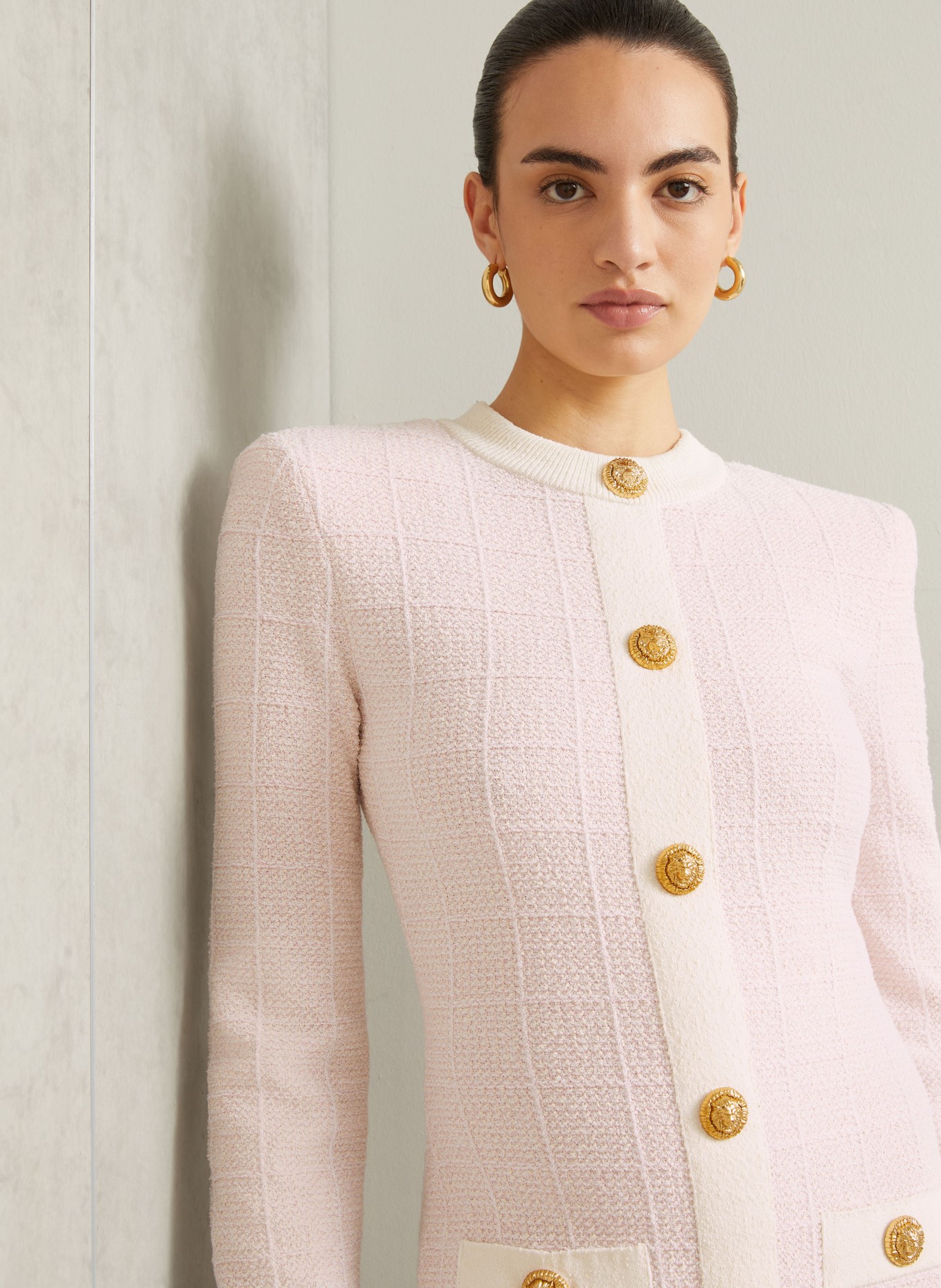 BALMAIN Cocktailkleid mit Glitzergarn: HELLROSA / CREME