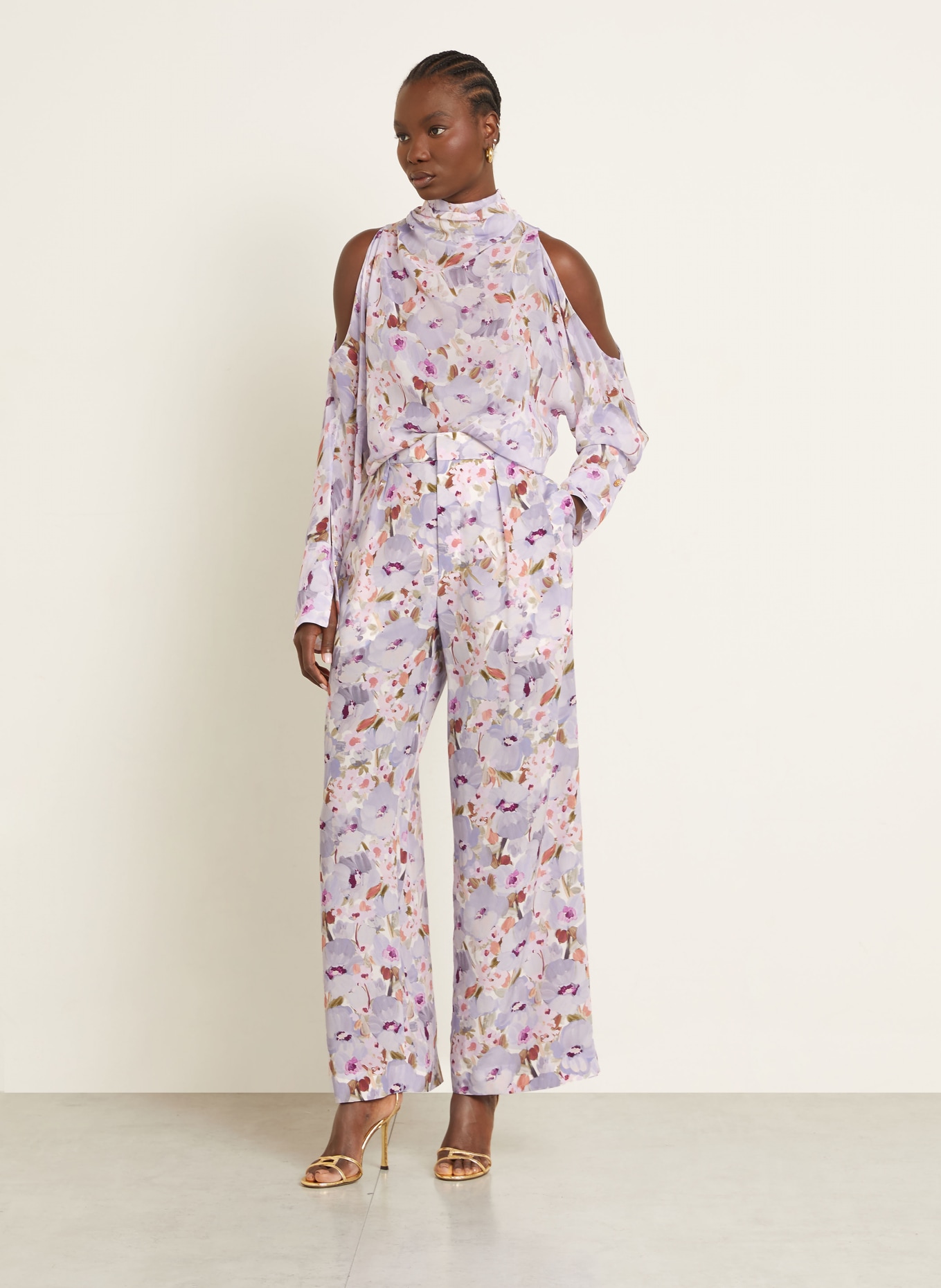 BALMAIN Marlenehose: HELLLILA / DUNKELROT / DUNKELGRÜN