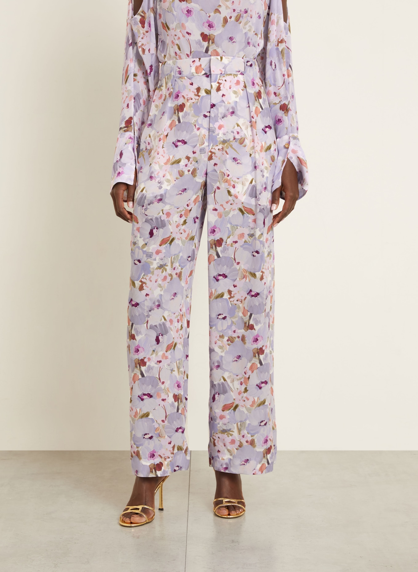 BALMAIN Marlenehose: HELLLILA / DUNKELROT / DUNKELGRÜN