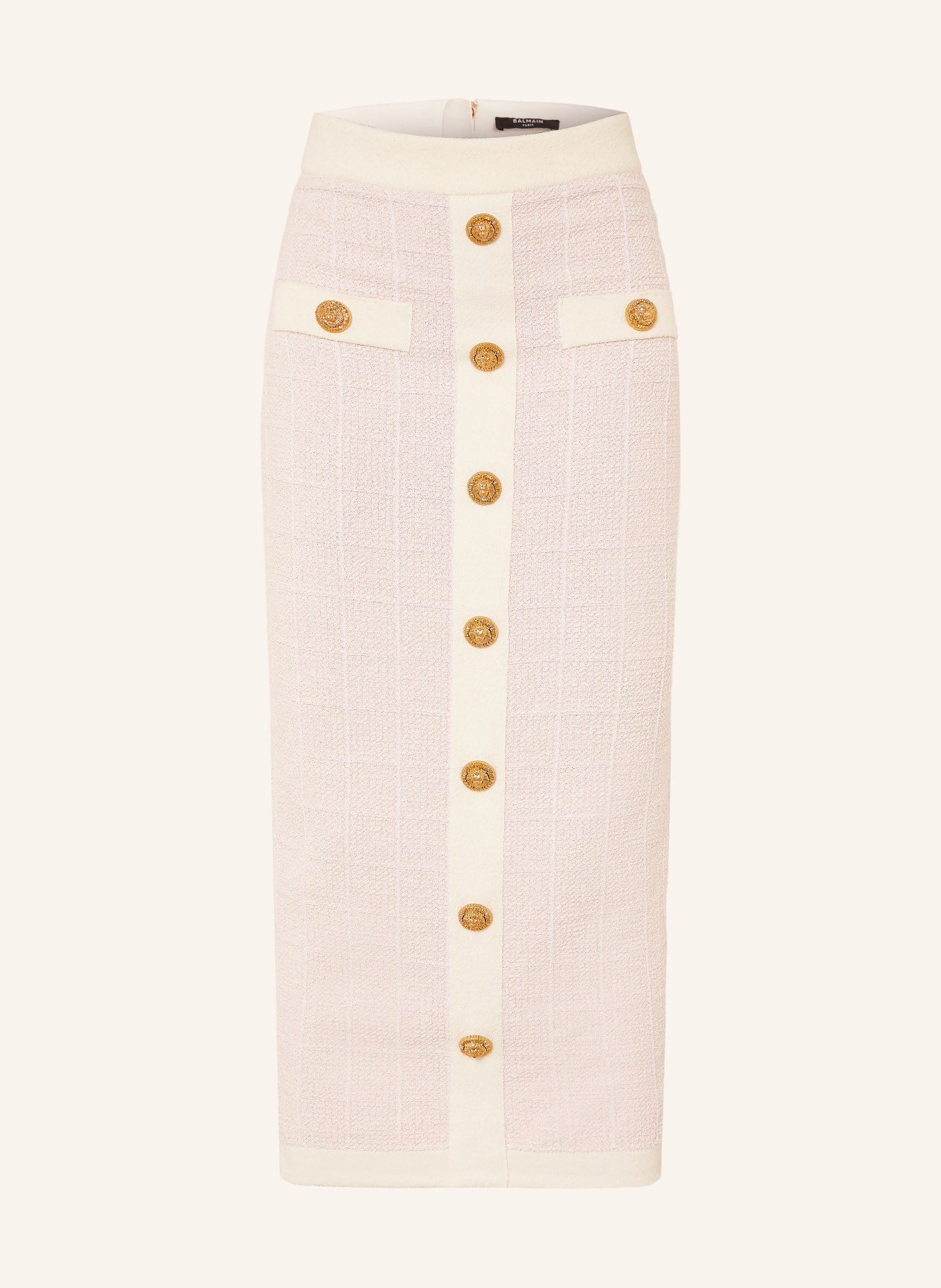 BALMAIN Strickrock mit Glitzergarn: ROSA / CREME