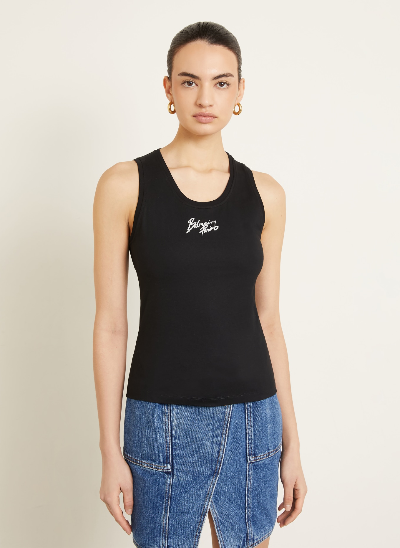 BALMAIN Top: SCHWARZ / WEISS