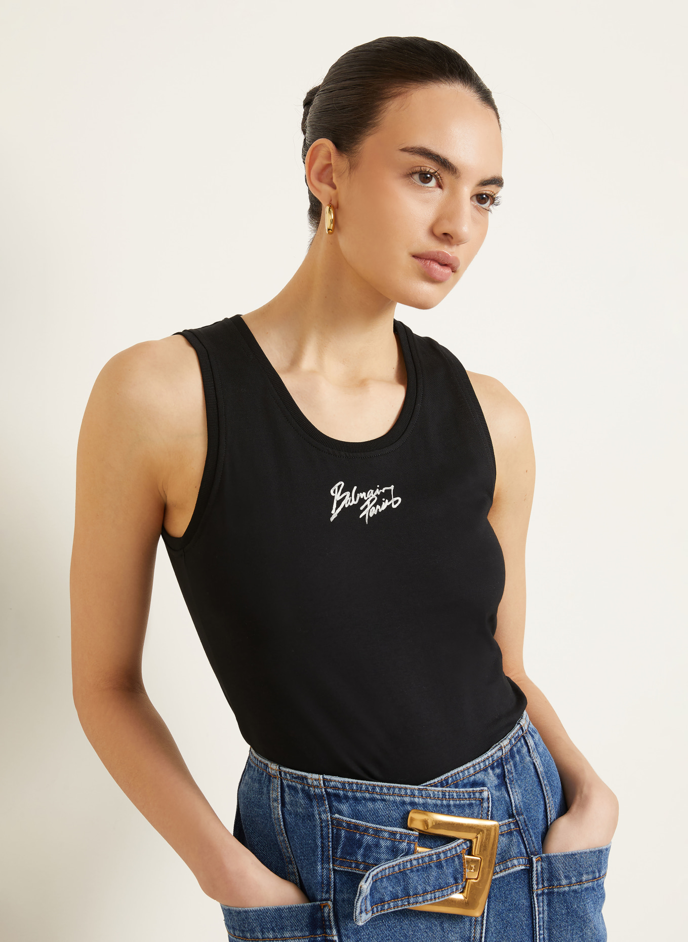 BALMAIN Top: SCHWARZ / WEISS