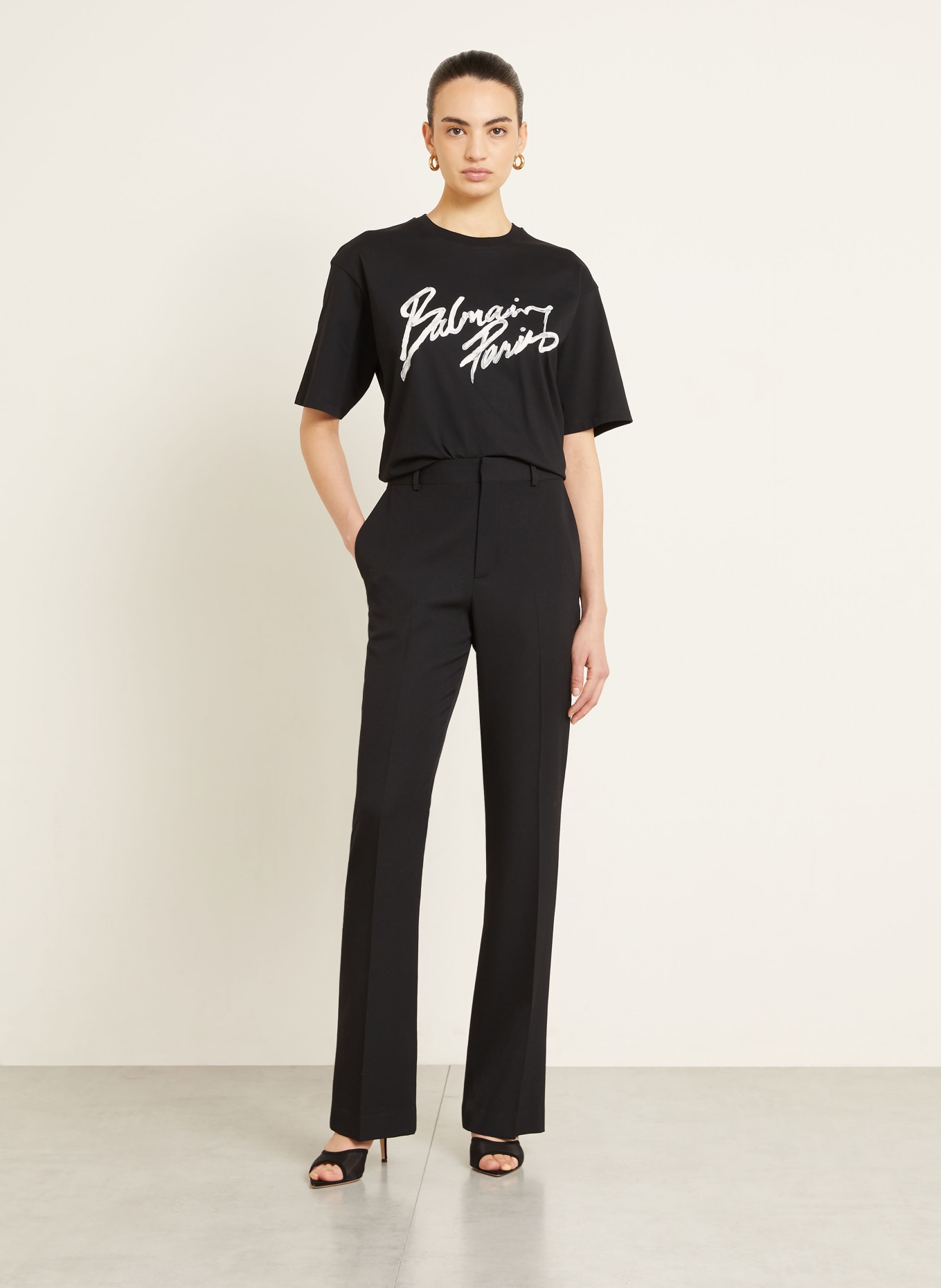 BALMAIN T-Shirt: SCHWARZ / CREME