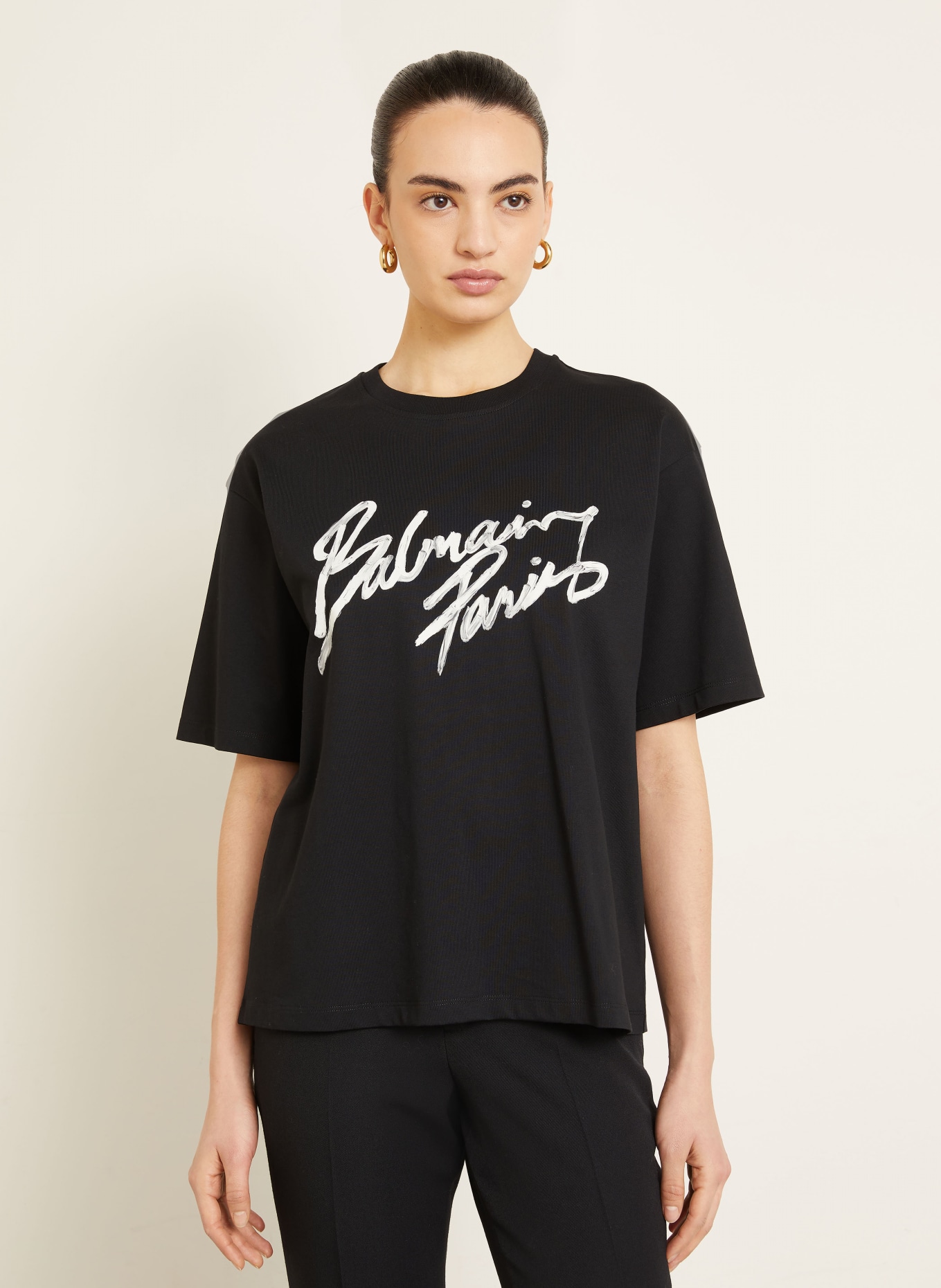 BALMAIN T-Shirt: SCHWARZ / CREME