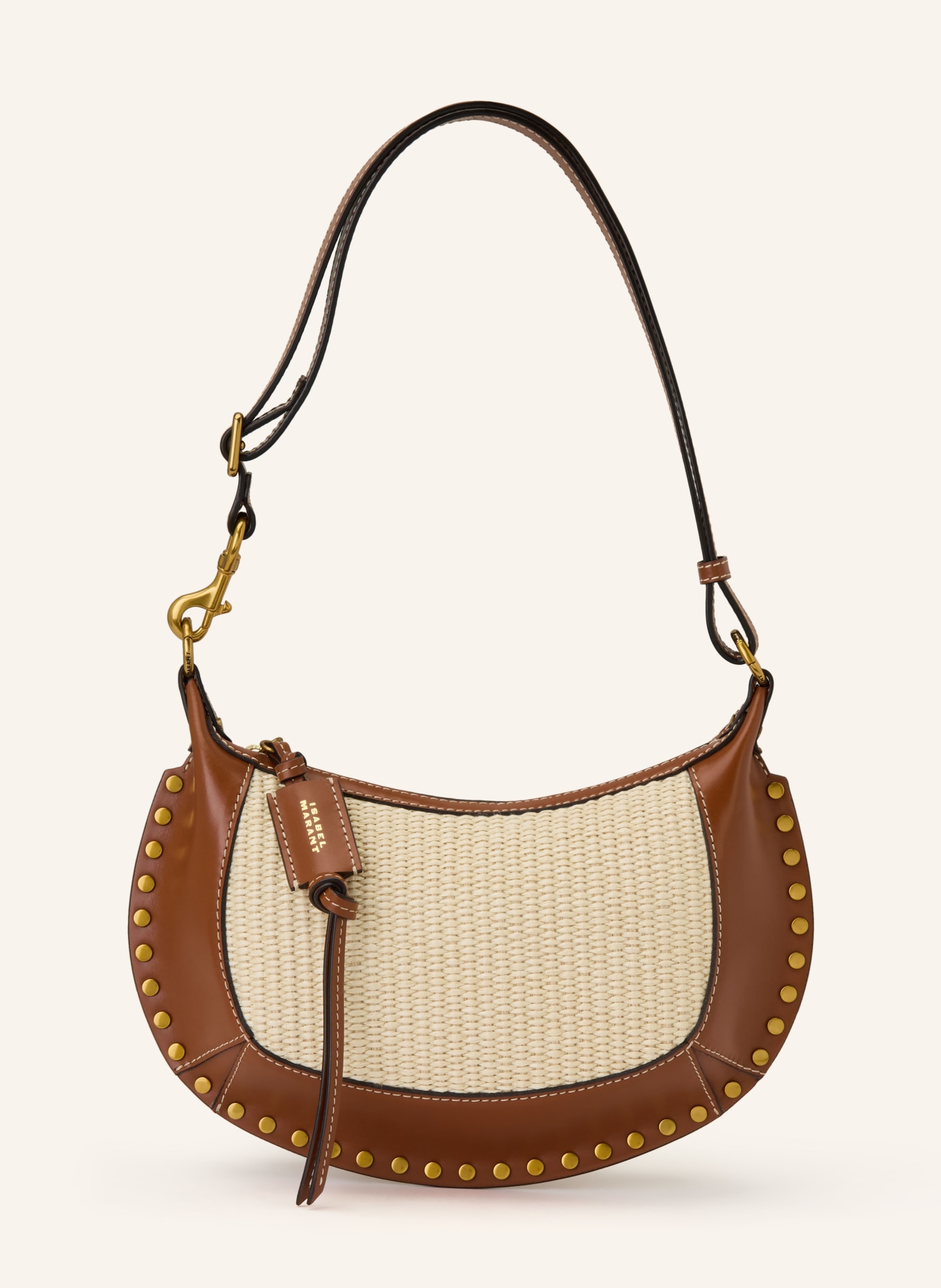ISABEL MARANT Taška přes rameno OSKAN s nýty: SVĚTLE HNĚDÁ / HNĚDÁ