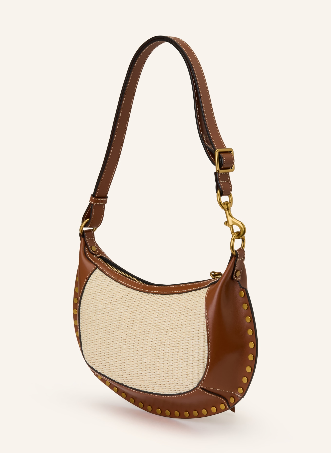 ISABEL MARANT Taška přes rameno OSKAN s nýty: SVĚTLE HNĚDÁ / HNĚDÁ