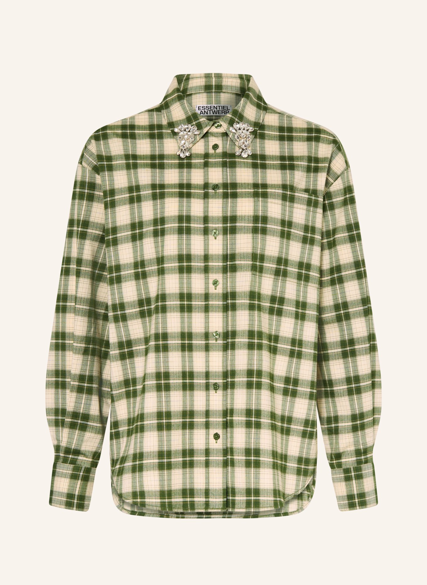 ESSENTIEL ANTWERP Košile JUICES s ozdobnými kamínky: ZELENÁ / BÉŽOVÁ
