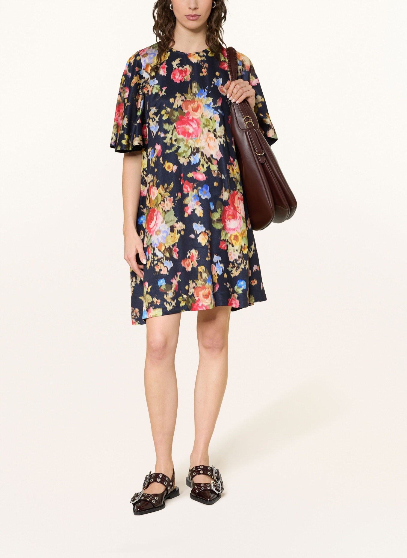 ESSENTIEL ANTWERP JAMIE dress: DARK BLUE / RED / OLIVE