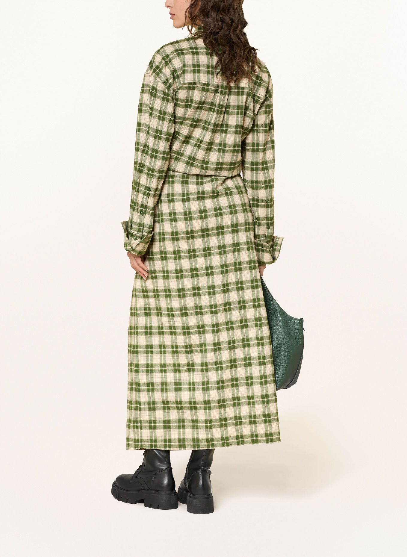 ESSENTIEL ANTWERP Hemdblusenkleid JID mit Schmucksteinen: GRÜN / CREME