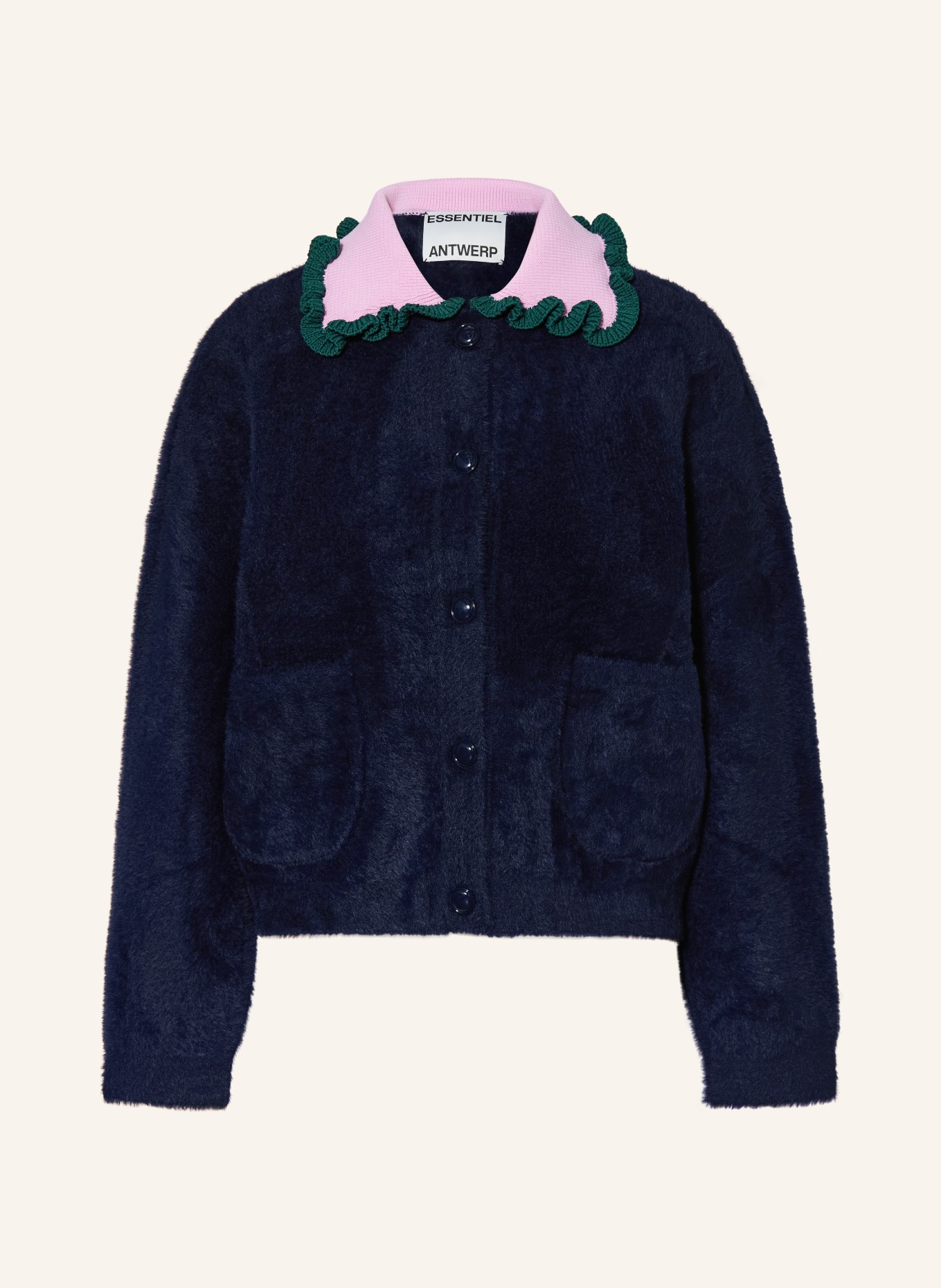 ESSENTIEL ANTWERP svetr: TMAVĚ MODRÁ / RŮŽOVÁ / TMAVĚ ZELENÁ