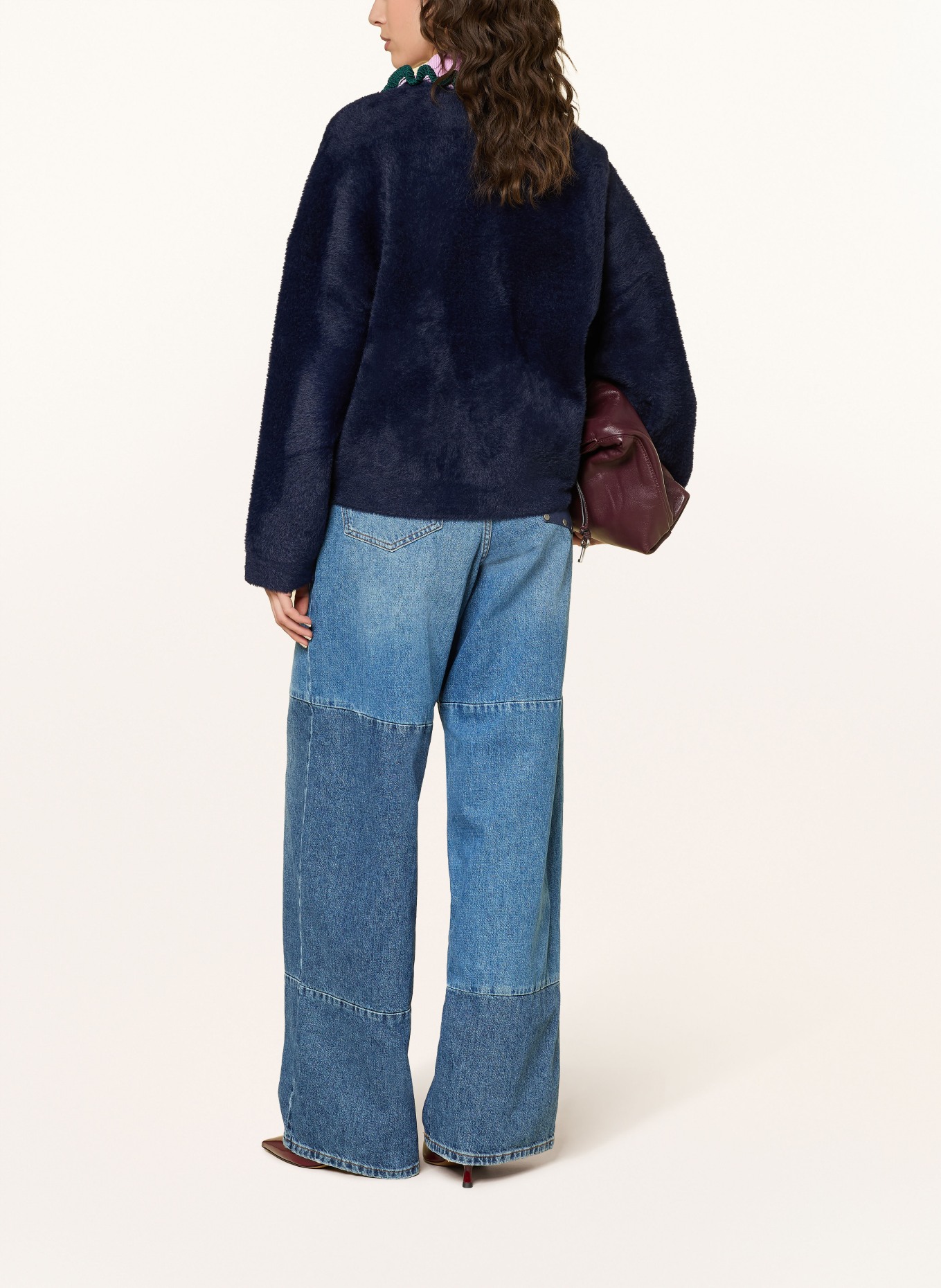 ESSENTIEL ANTWERP svetr: TMAVĚ MODRÁ / RŮŽOVÁ / TMAVĚ ZELENÁ