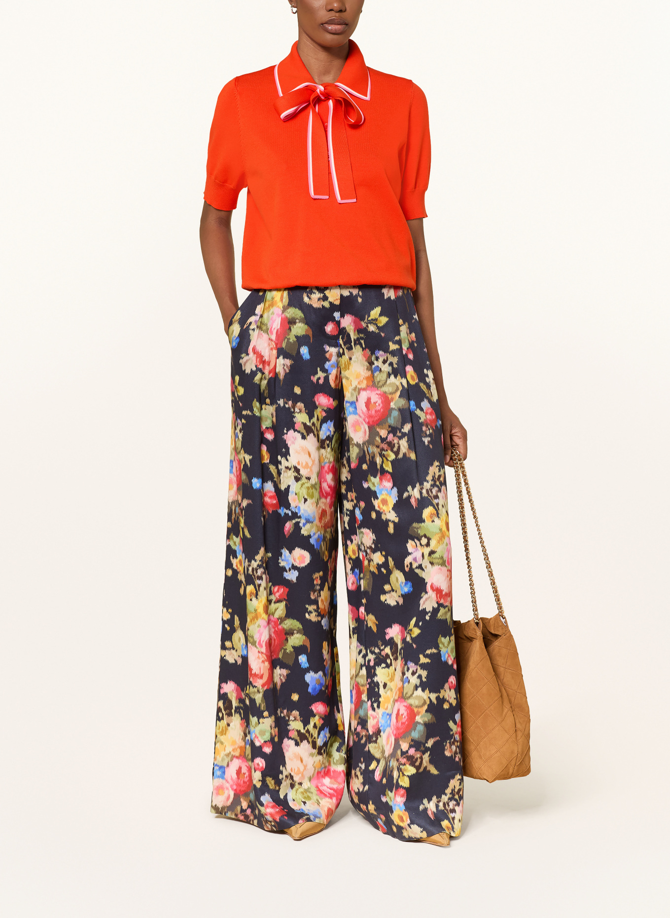 ESSENTIEL ANTWERP Strick-Poloshirt mit abnehmbarer Schluppe: ORANGE