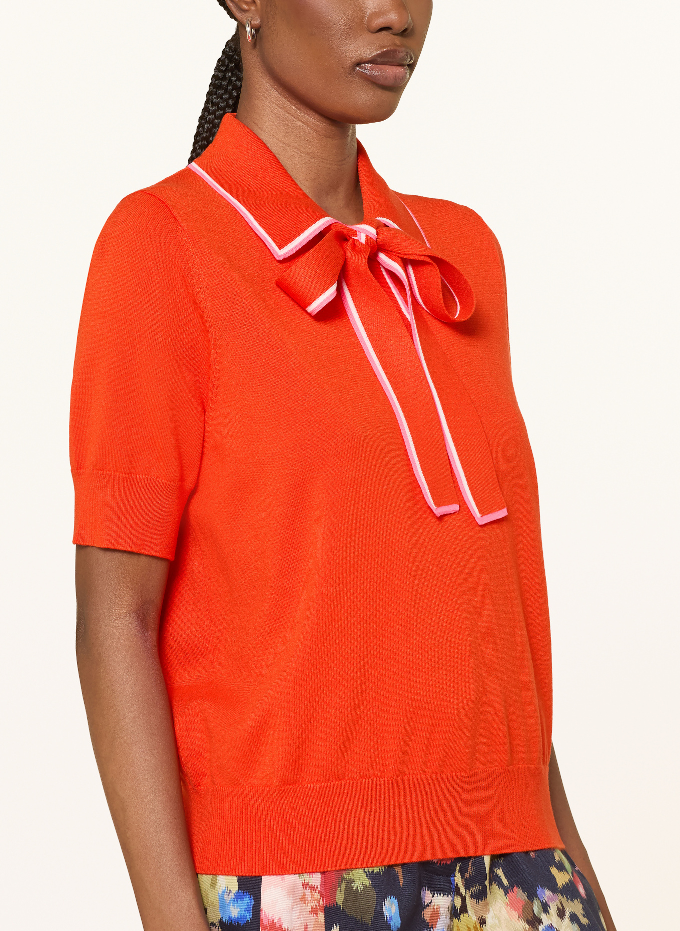 ESSENTIEL ANTWERP Strick-Poloshirt mit abnehmbarer Schluppe: ORANGE