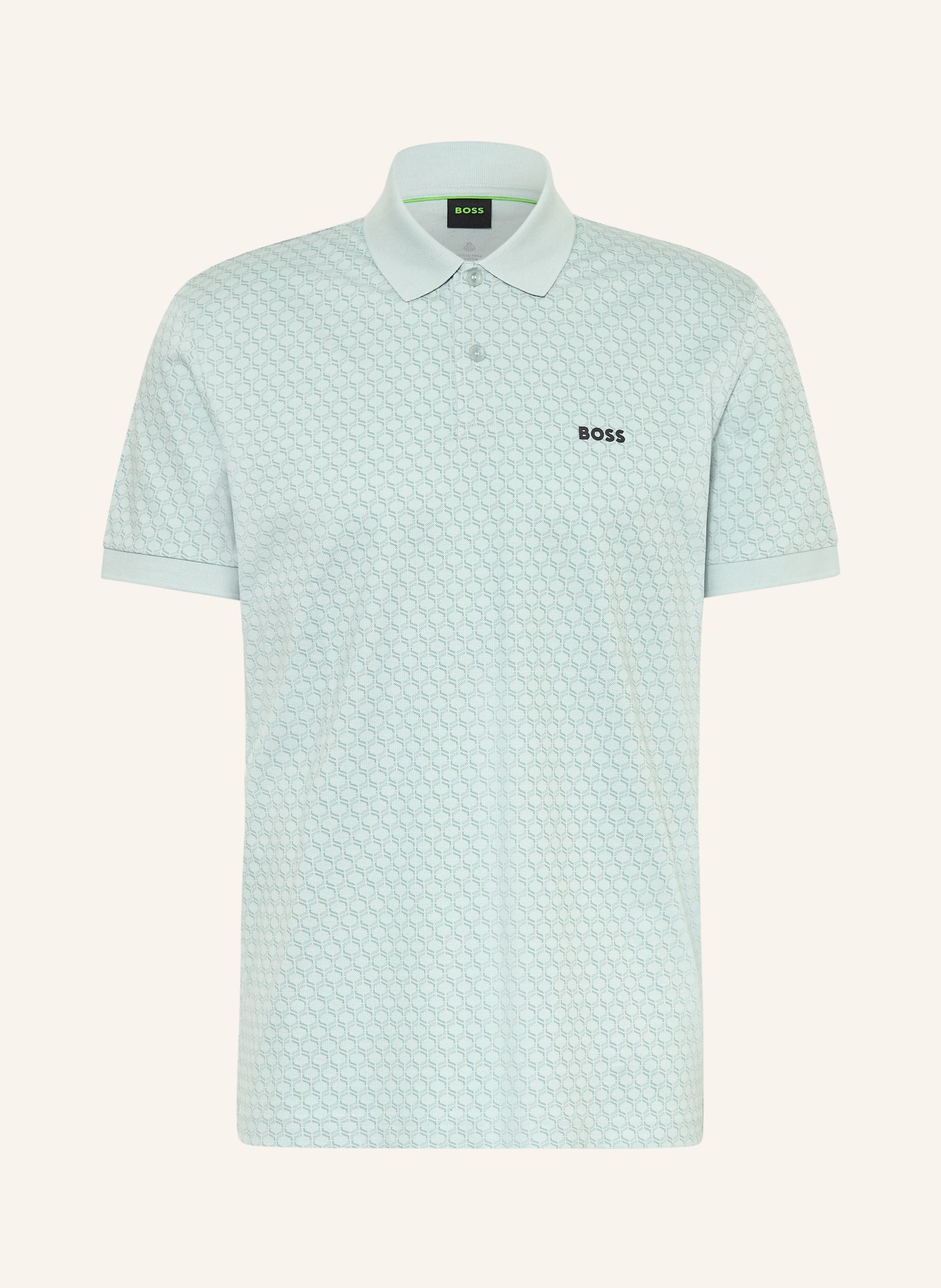 BOSS Funktions-Poloshirt CHIP PATTERN: TÜRKIS / GRÜN