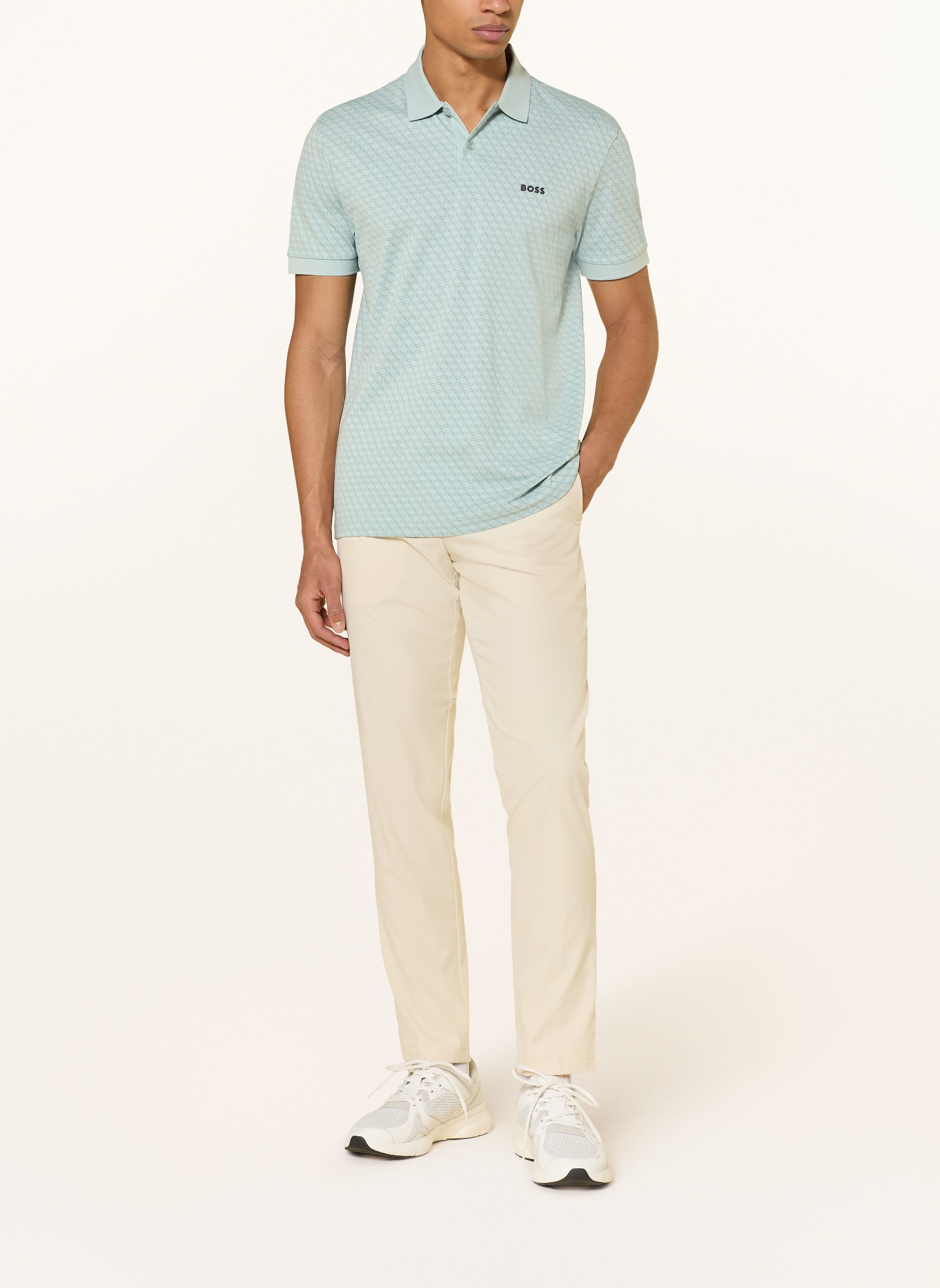 BOSS Funktions-Poloshirt CHIP PATTERN: TÜRKIS / GRÜN