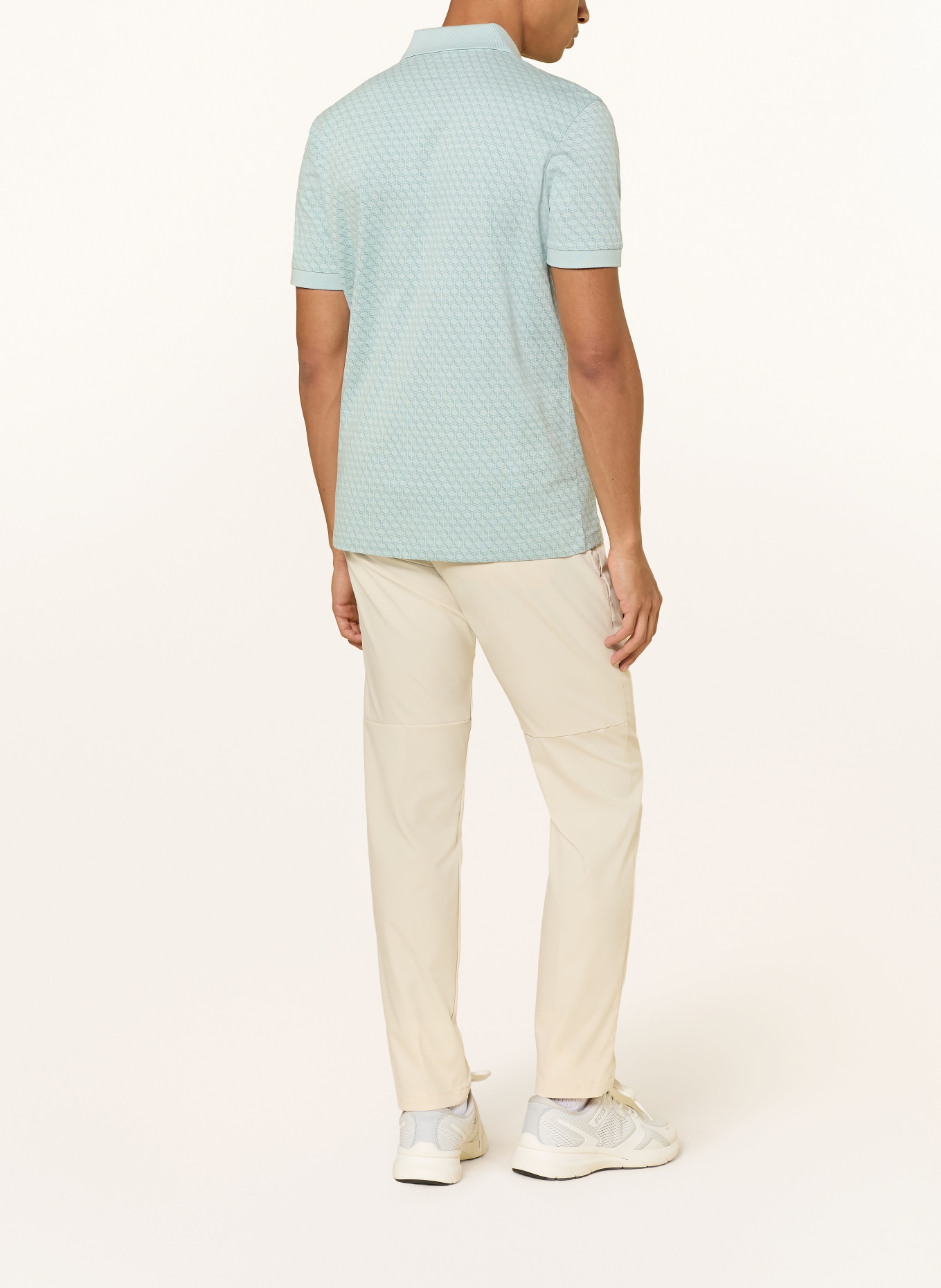 BOSS Funktions-Poloshirt CHIP PATTERN: TÜRKIS / GRÜN