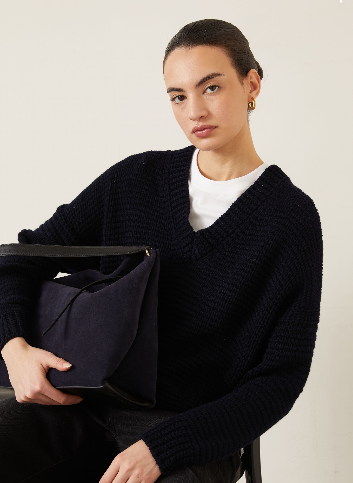 IRIS von ARNIM Sweter z kaszmiru MAGNOLIE: GRANATOWY