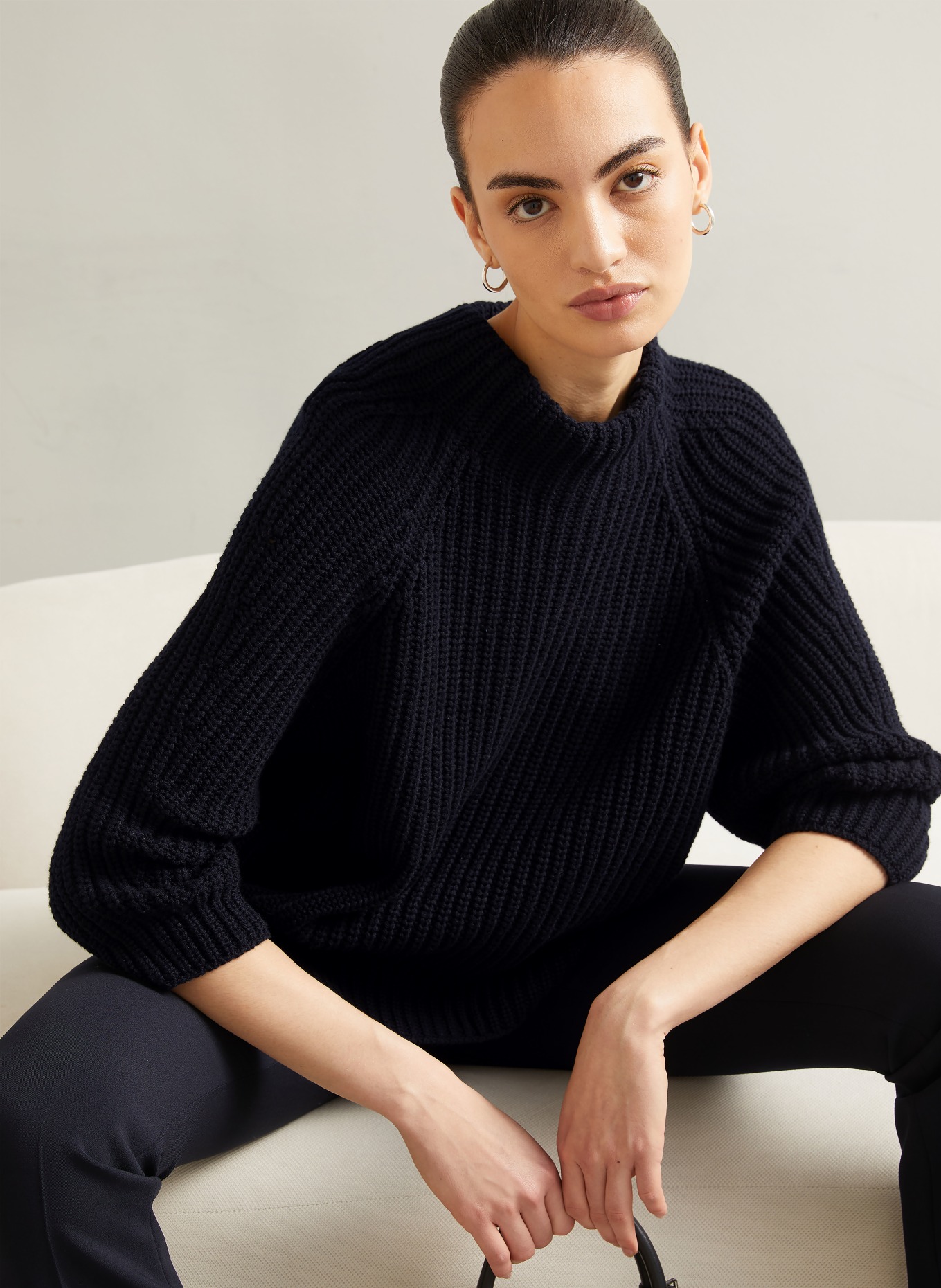 IRIS von ARNIM Cashmere-Pullover FALLOU mit 3/4-Arm: DUNKELBLAU