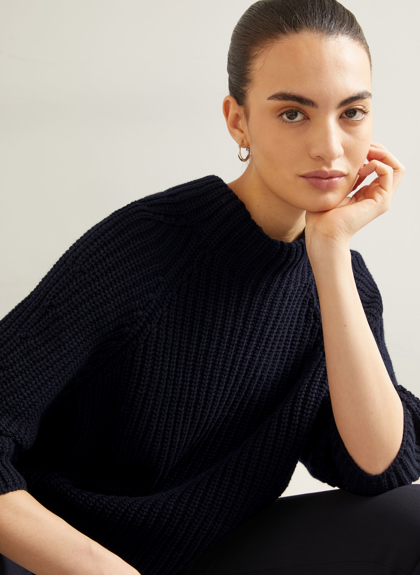 IRIS von ARNIM Cashmere-Pullover FALLOU mit 3/4-Arm: DUNKELBLAU