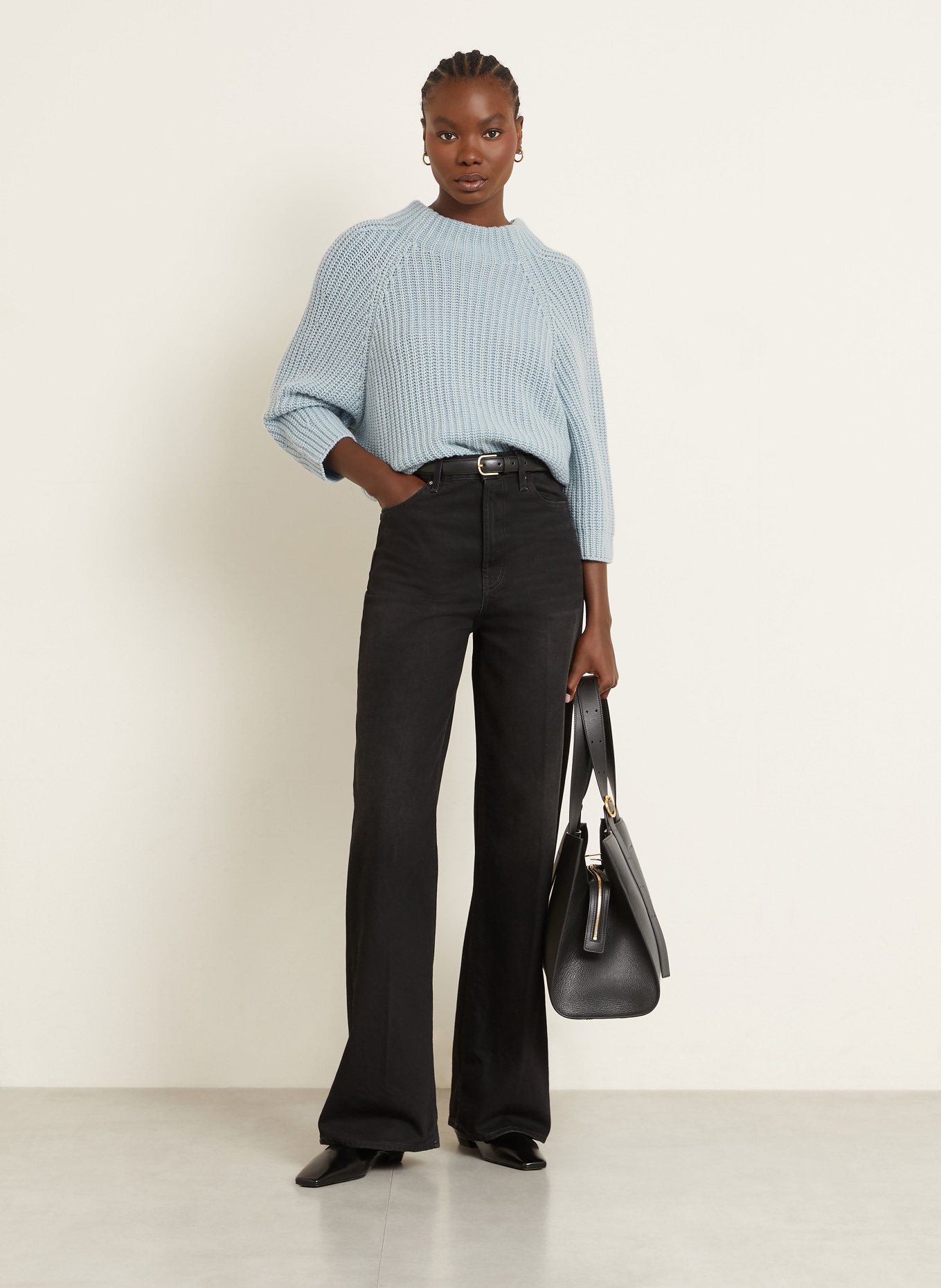 IRIS von ARNIM Cashmere-Pullover FALLOU mit 3/4-Arm: HELLBLAU