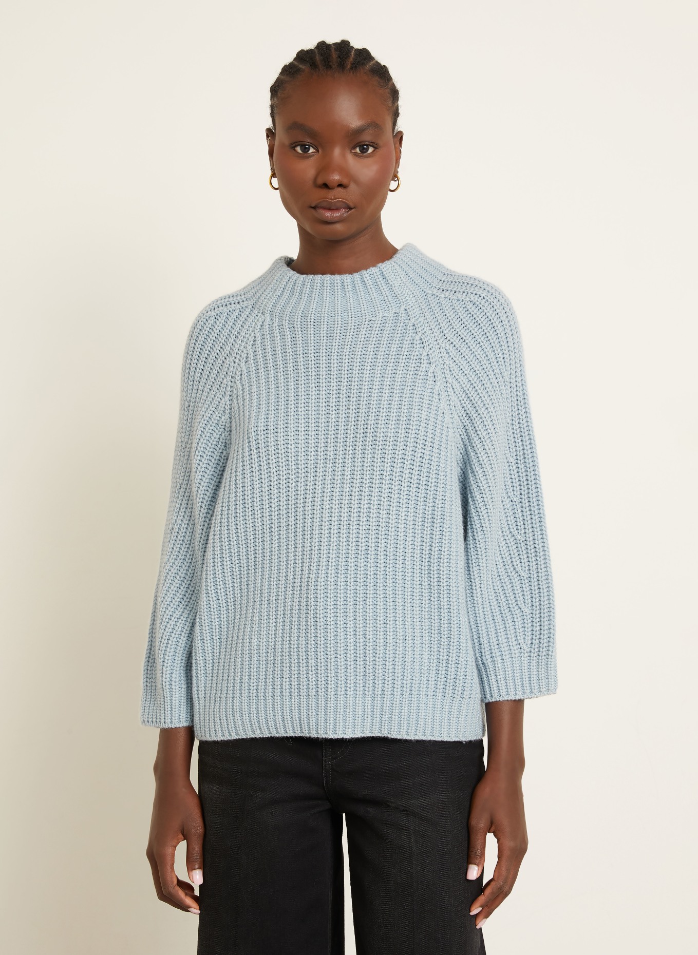 IRIS von ARNIM Cashmere-Pullover FALLOU mit 3/4-Arm: HELLBLAU
