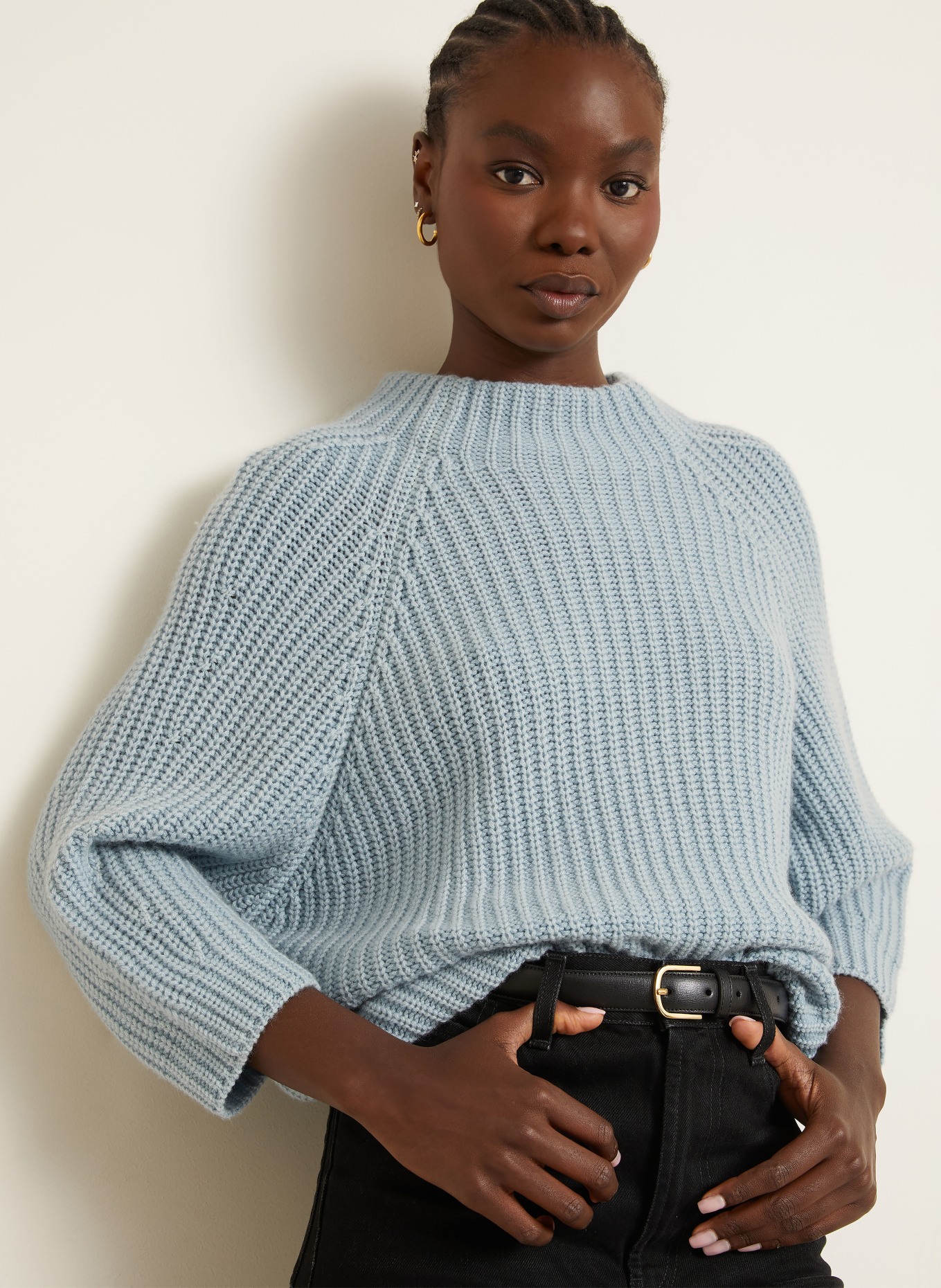 IRIS von ARNIM Cashmere-Pullover FALLOU mit 3/4-Arm: HELLBLAU