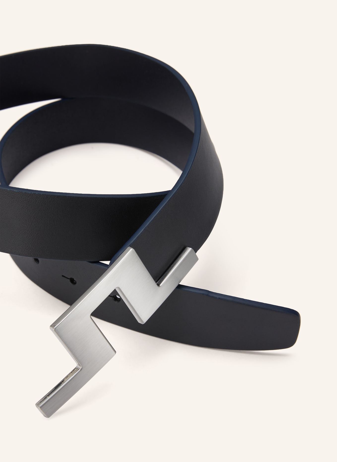 J.LINDEBERG Ledergürtel: DUNKELBLAU / SILBER