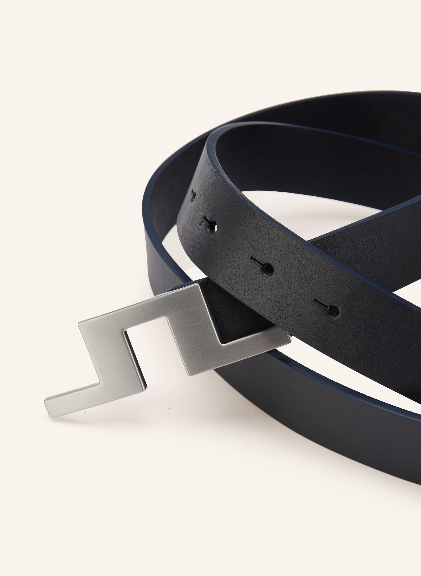 J.LINDEBERG skórzany pasek: GRANATOWY / SREBRNY