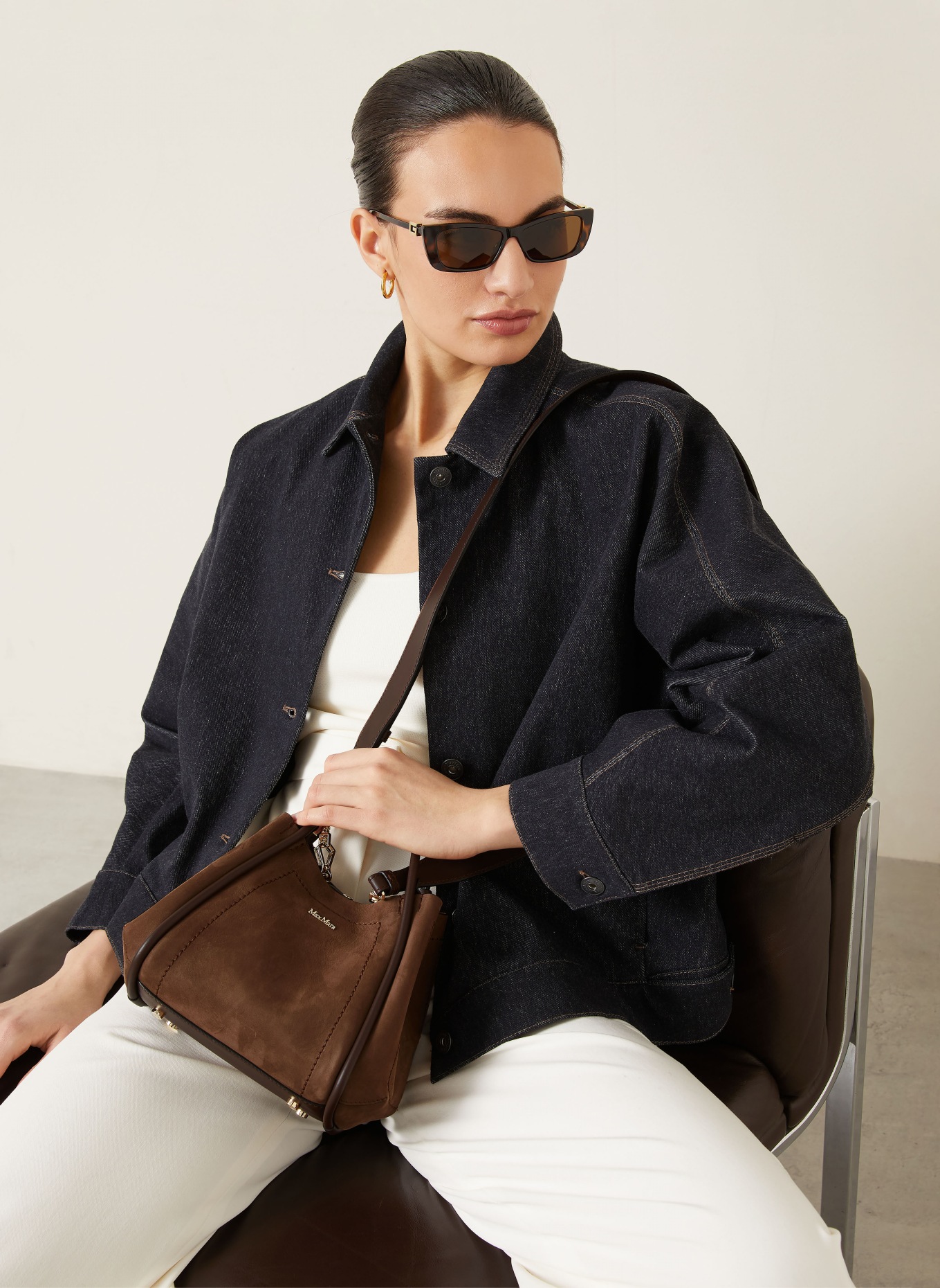 Max Mara Handtasche MARINE XS: DUNKELBRAUN / GOLD