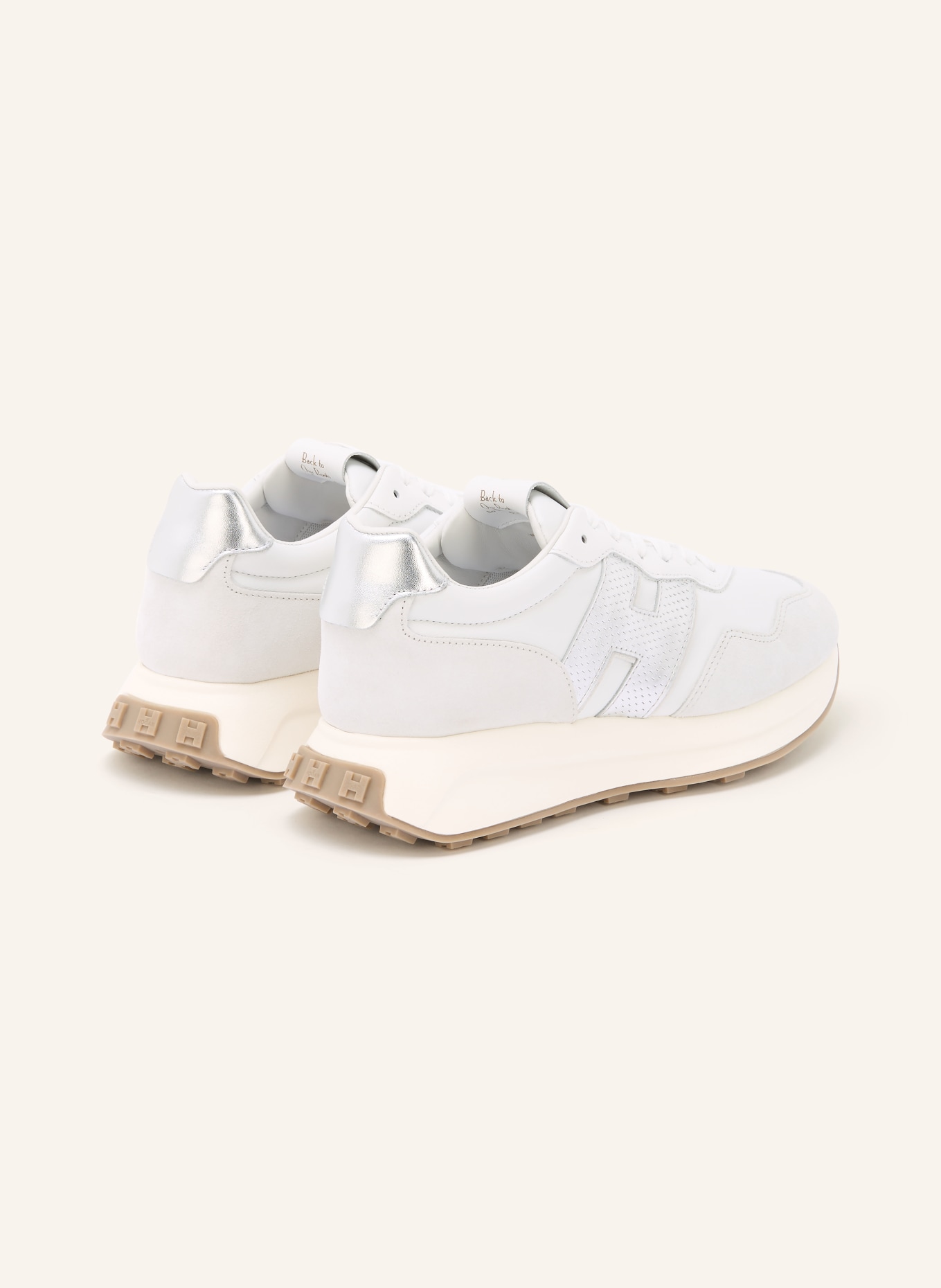 HOGAN Sneaker H641: WEISS / SILBER / HELLGRAU