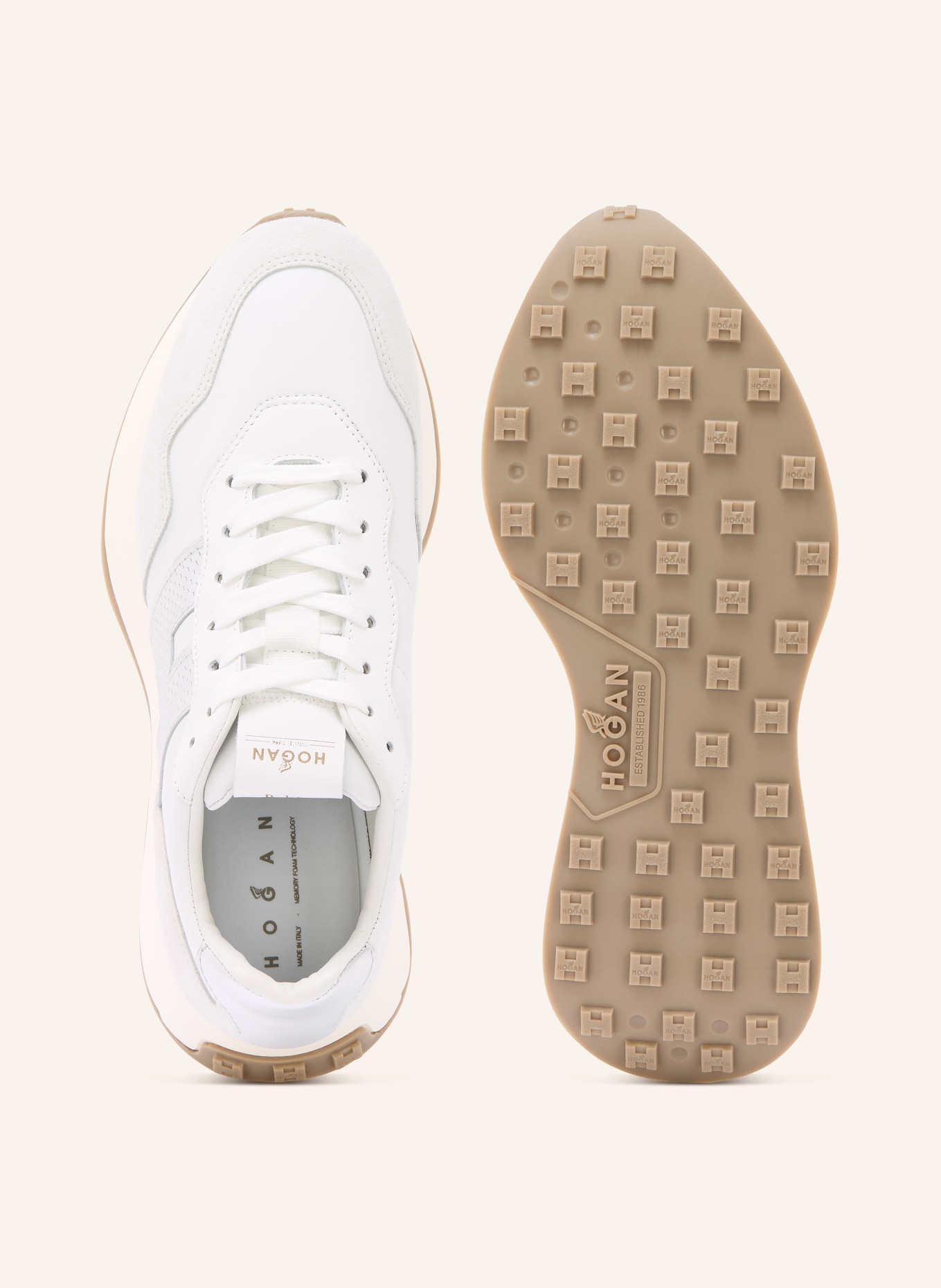 HOGAN Sneaker H641: WEISS / SILBER / HELLGRAU