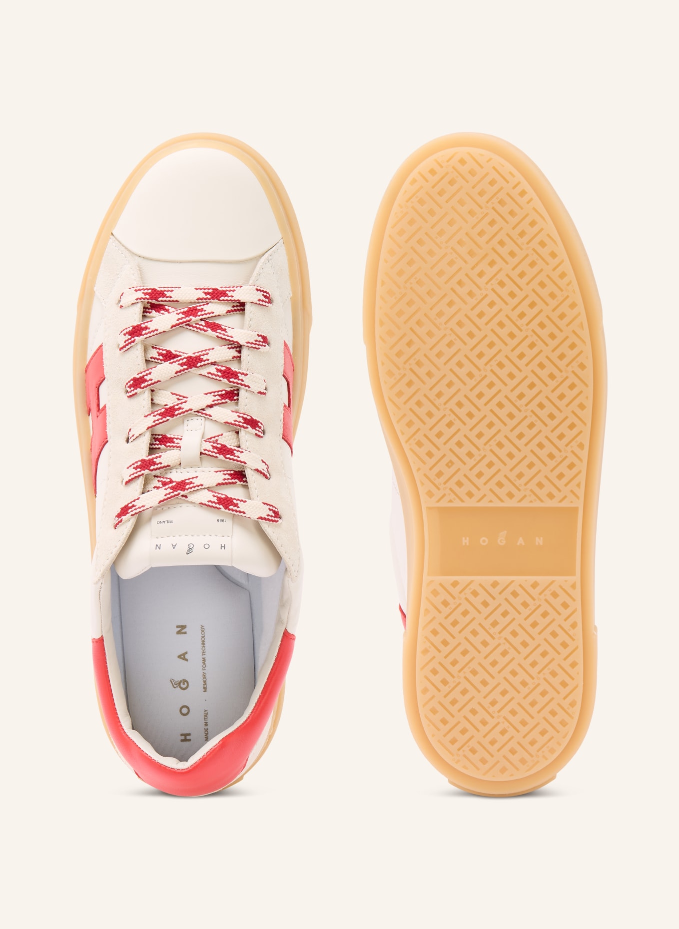 HOGAN Sneaker H705: ECRU / ROT