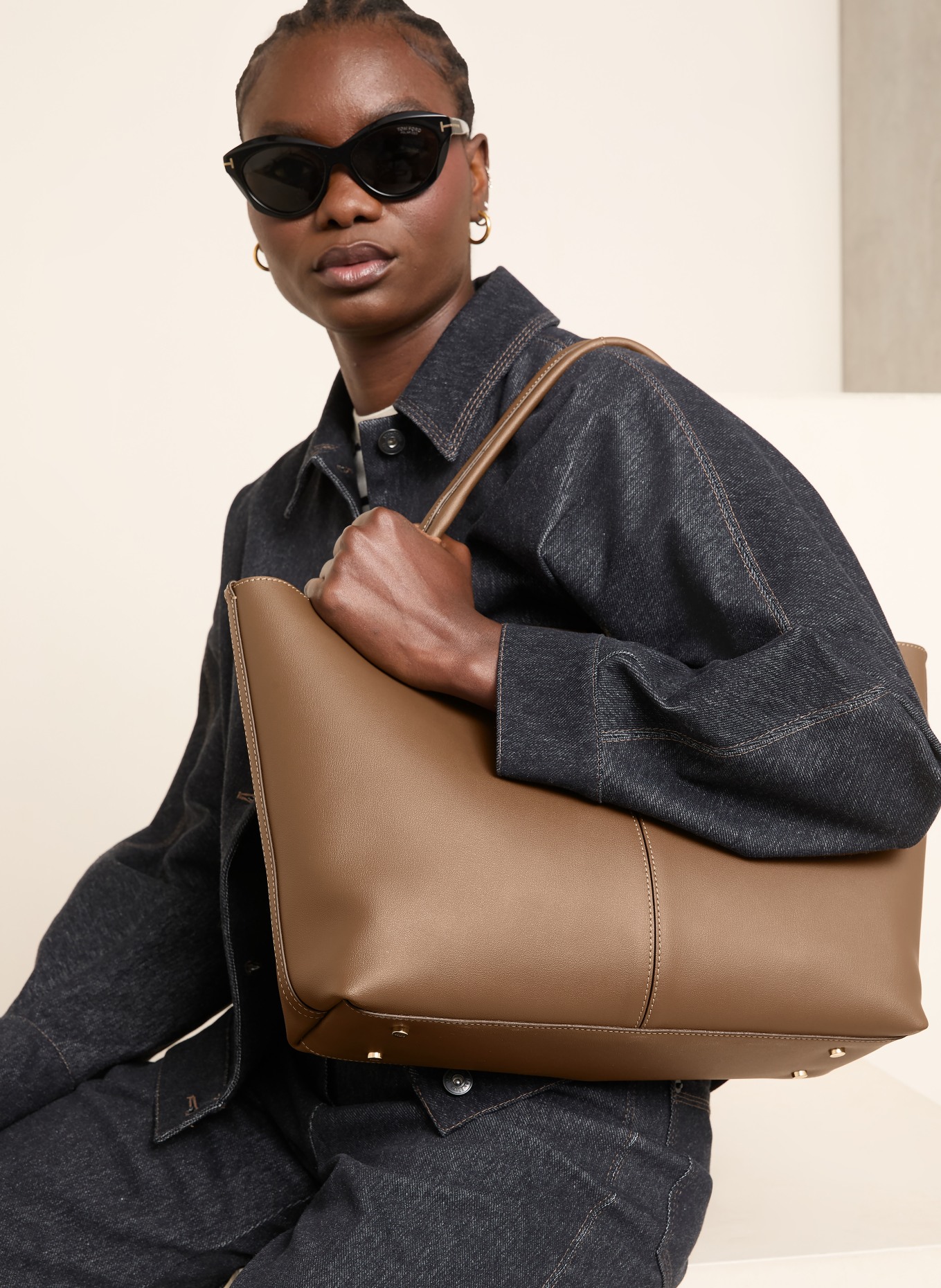 TOD'S shopper: MARRON FONCÉ / GOUD