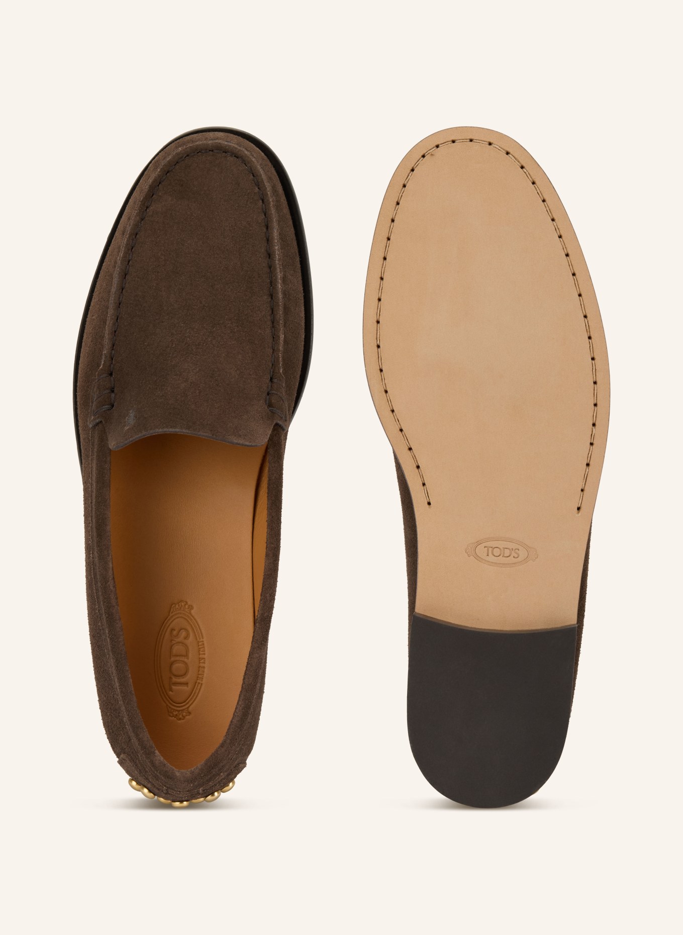 TOD'S Loafer mit Nieten: DUNKELBRAUN