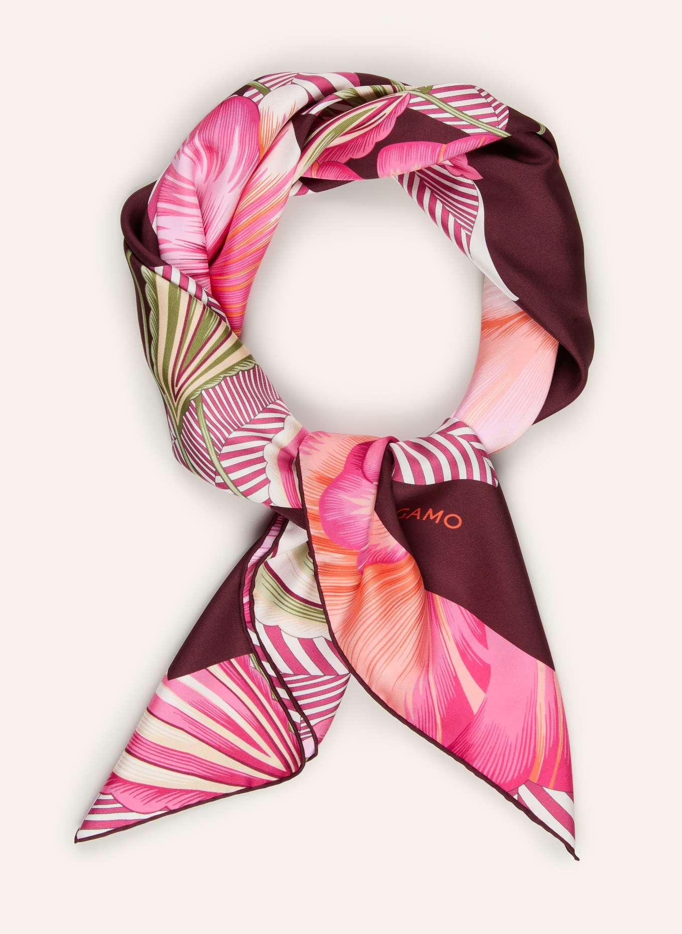 FERRAGAMO silk scarf: DARK RED / NEON PINK / CREAM