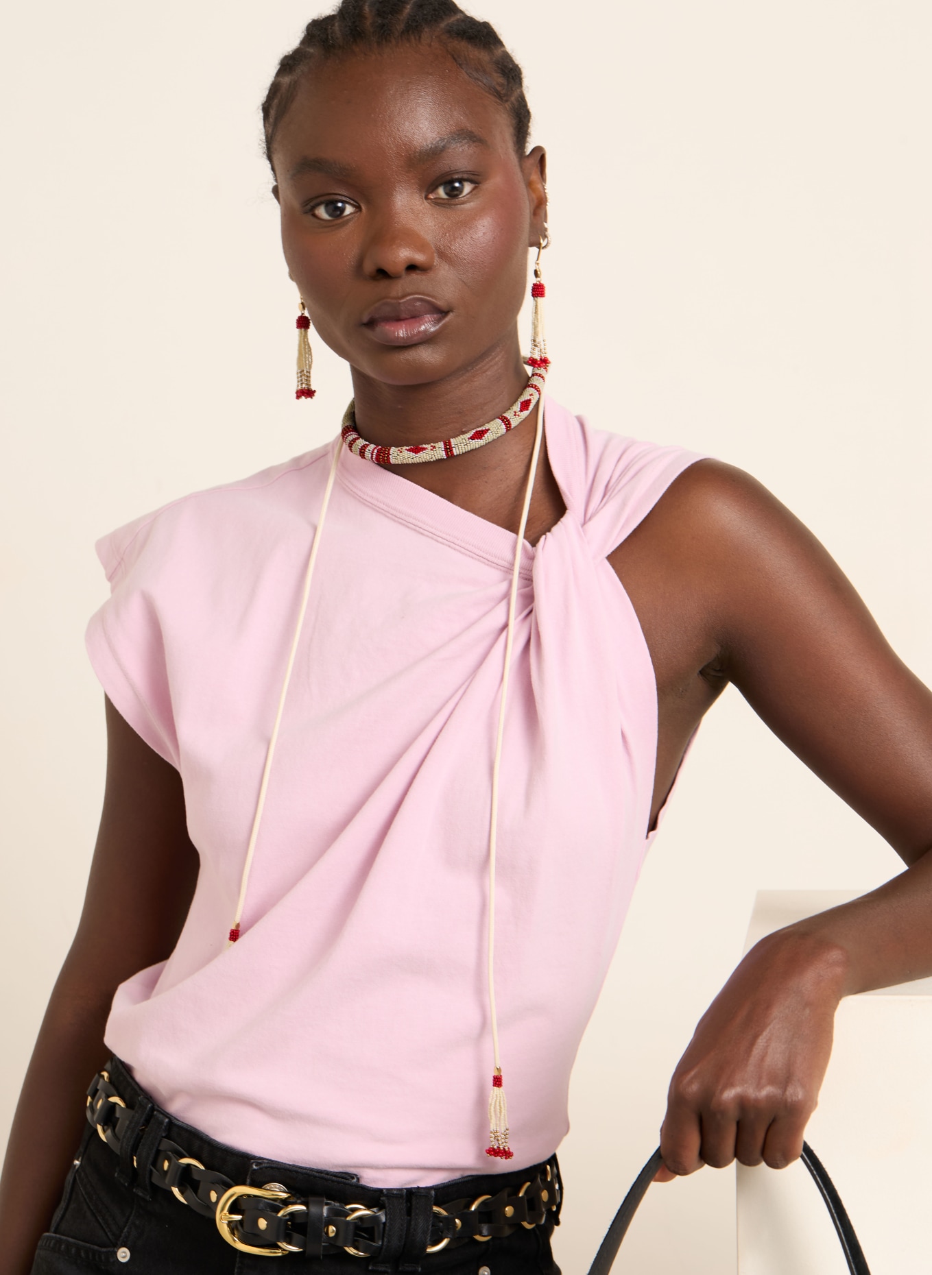 ISABEL MARANT NINA necklace: ECRU / GOLD / RED