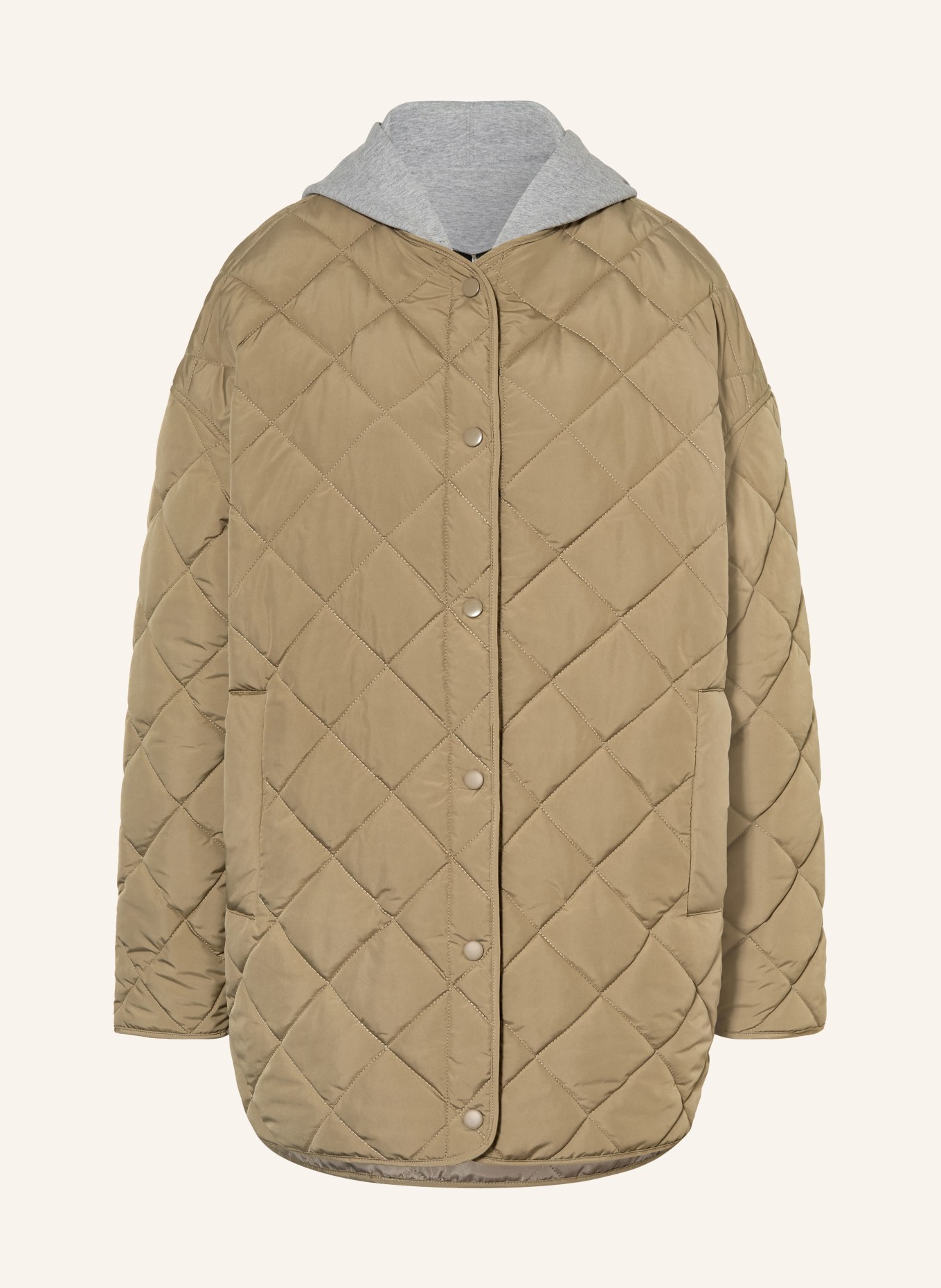 WITHBLACK MILANA quilted jacket with removable trim: KHAKI