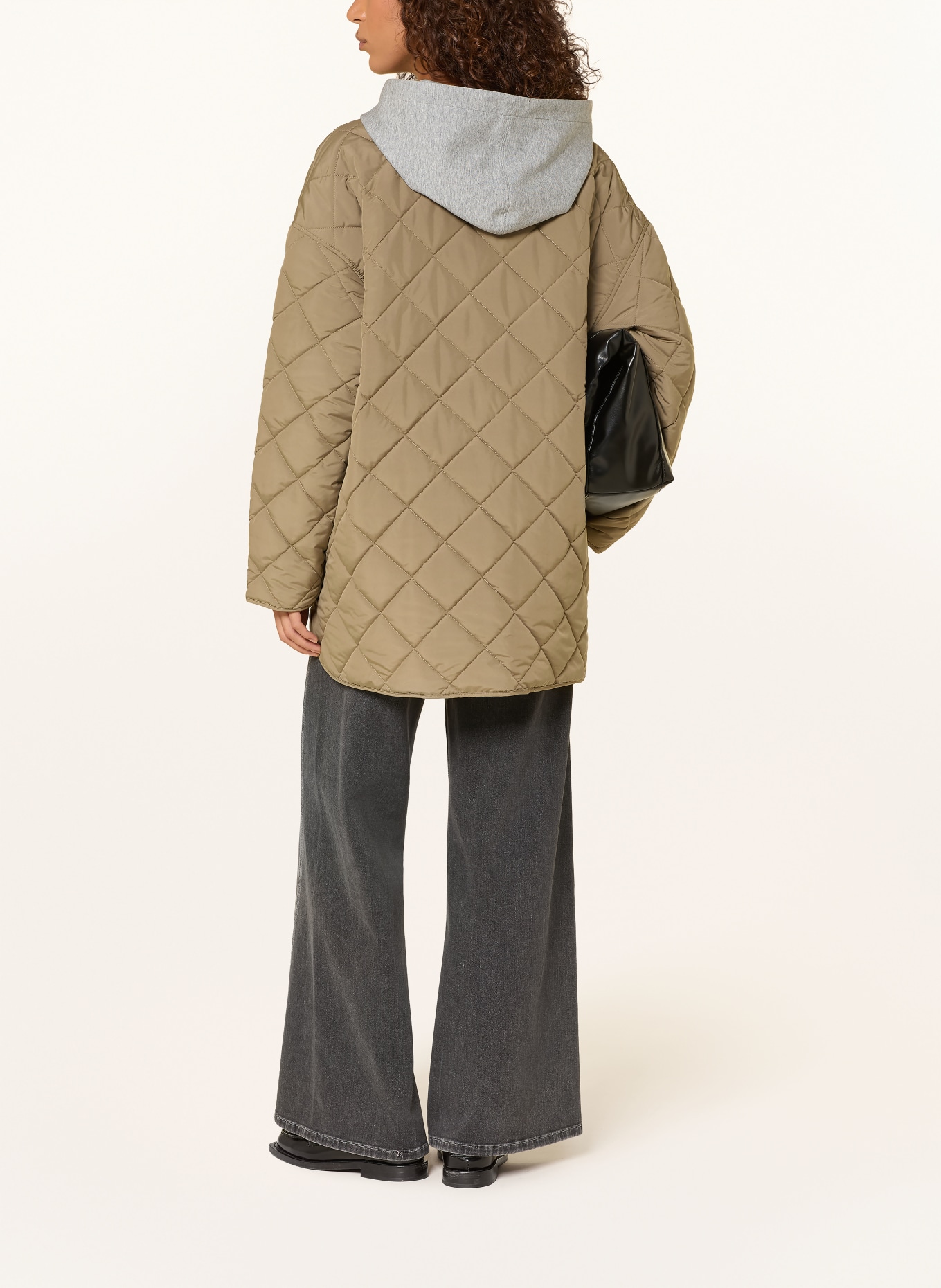WITHBLACK MILANA quilted jacket with removable trim: KHAKI