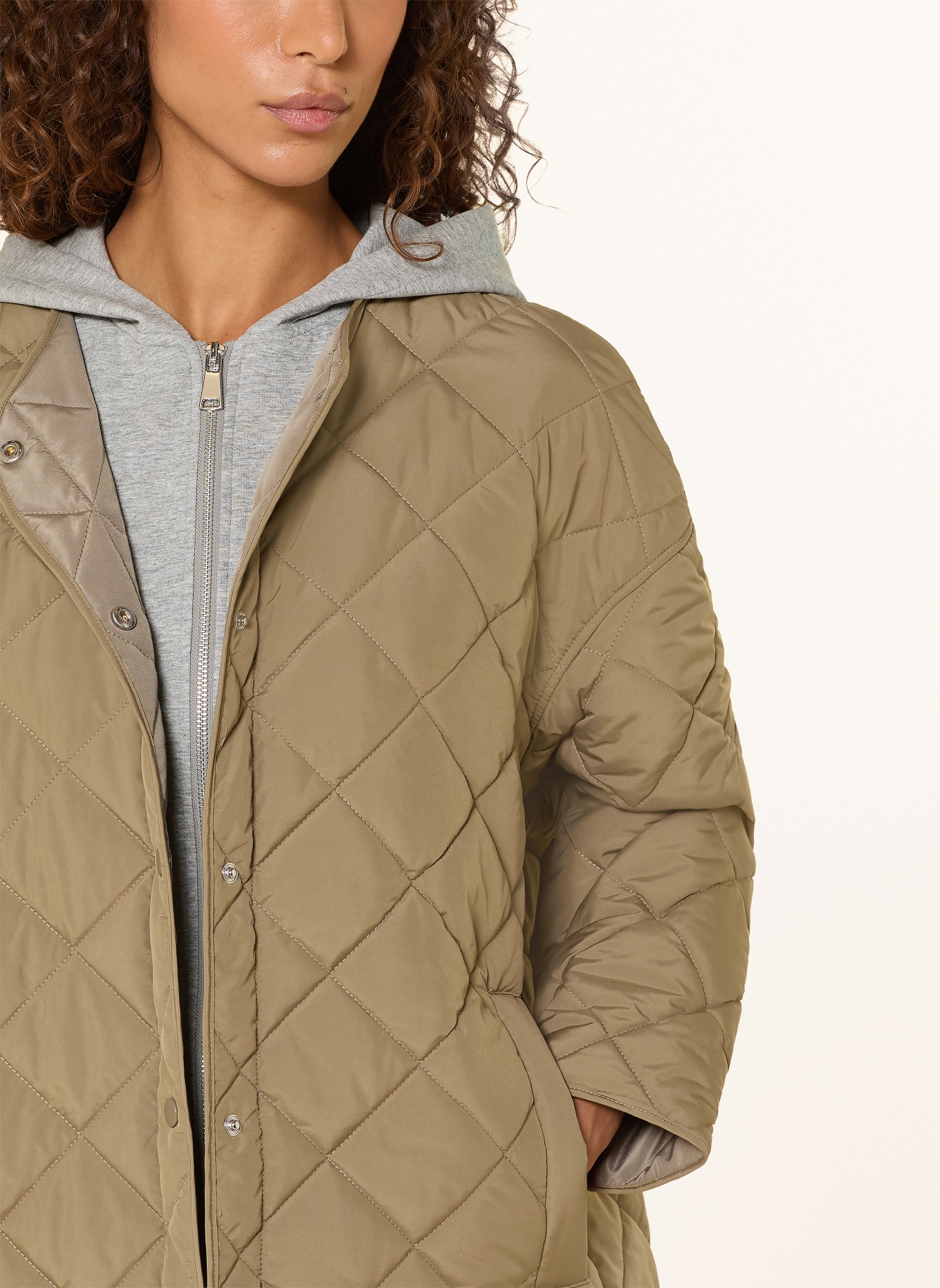 WITHBLACK MILANA quilted jacket with removable trim: KHAKI