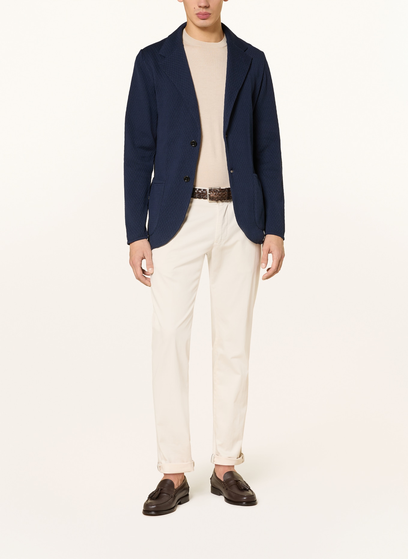 LARDINI Stricksakko Extra Slim Fit: DUNKELBLAU