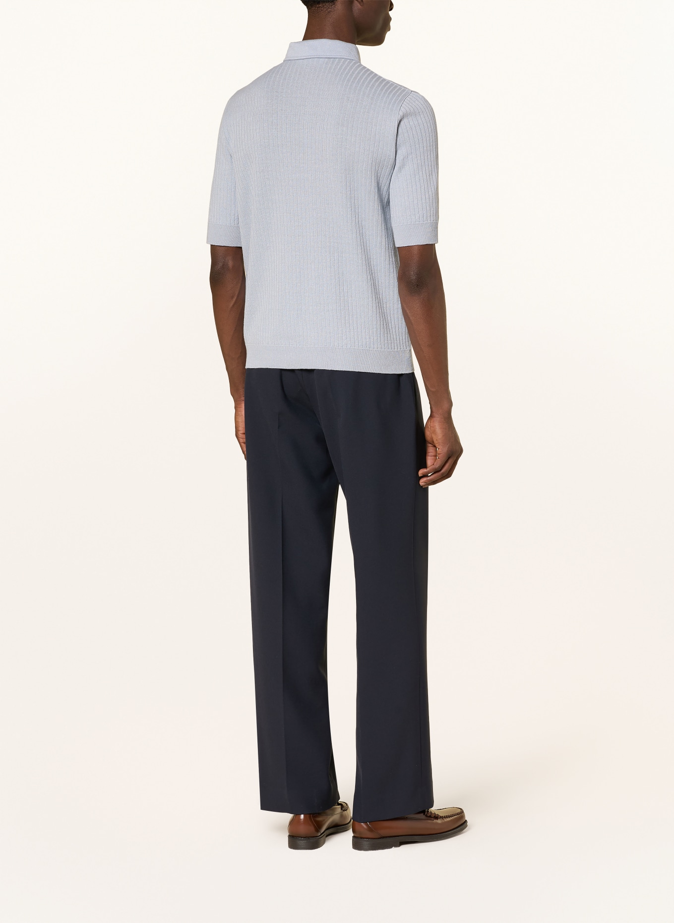 LARDINI Strick-Poloshirt aus Leinen: HELLBLAU