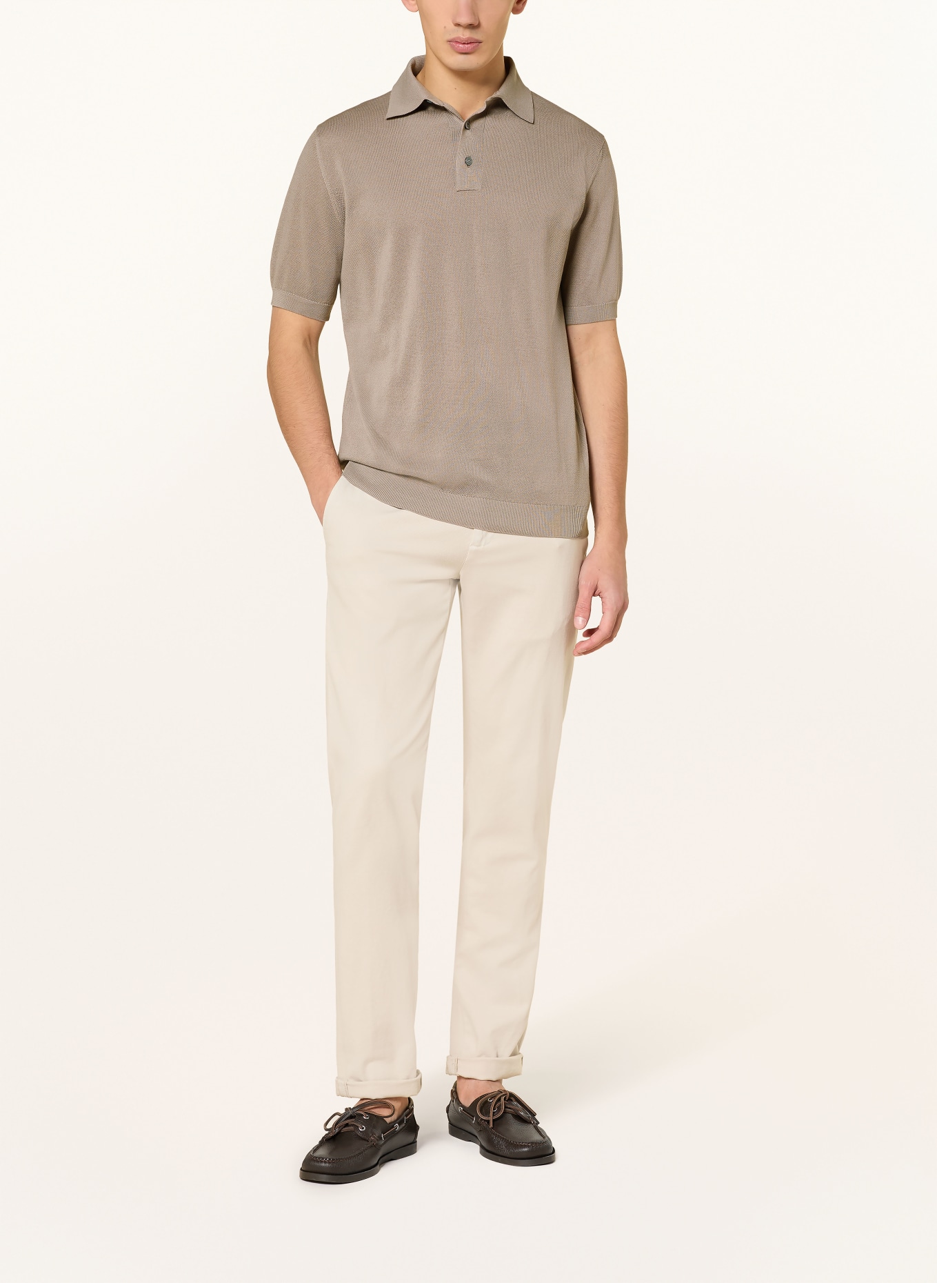 LARDINI Piqué-Poloshirt: TAUPE