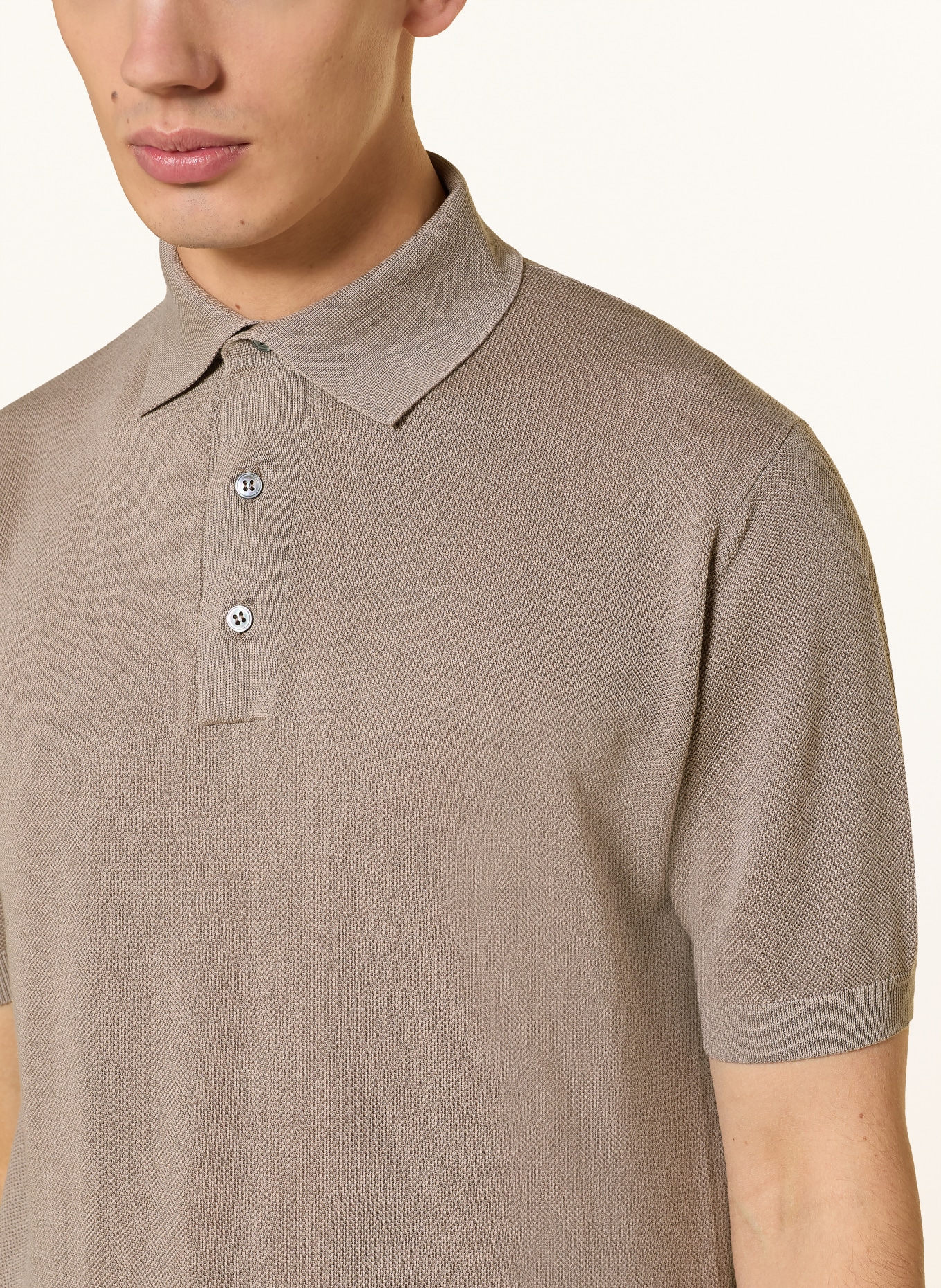 LARDINI Piqué-Poloshirt: TAUPE