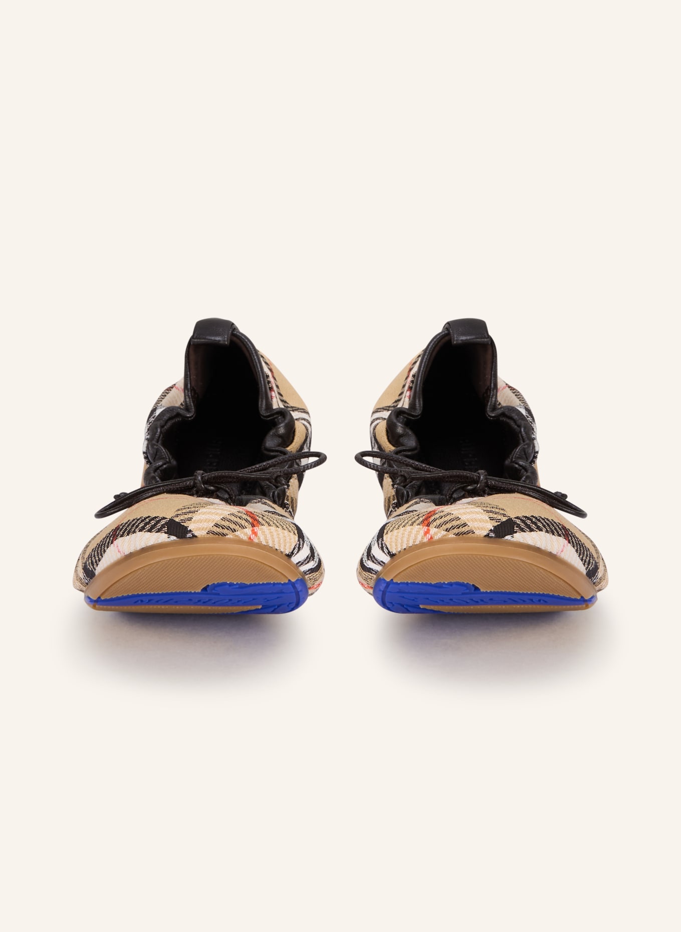 BURBERRY Baleriny FAWN: BEŻOWY / CZERWONY / CZARNY