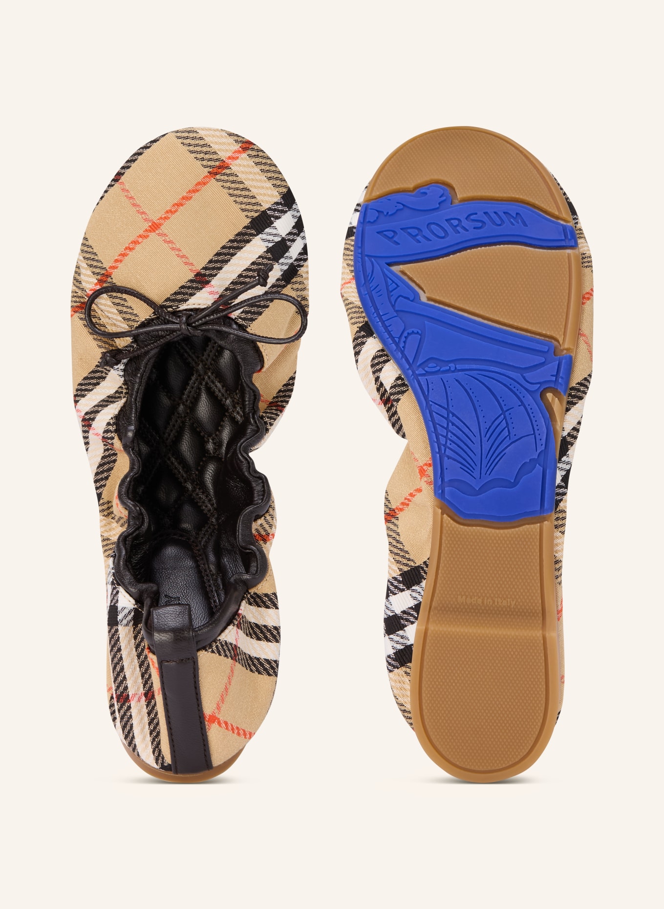 BURBERRY Baleriny FAWN: BEŻOWY / CZERWONY / CZARNY