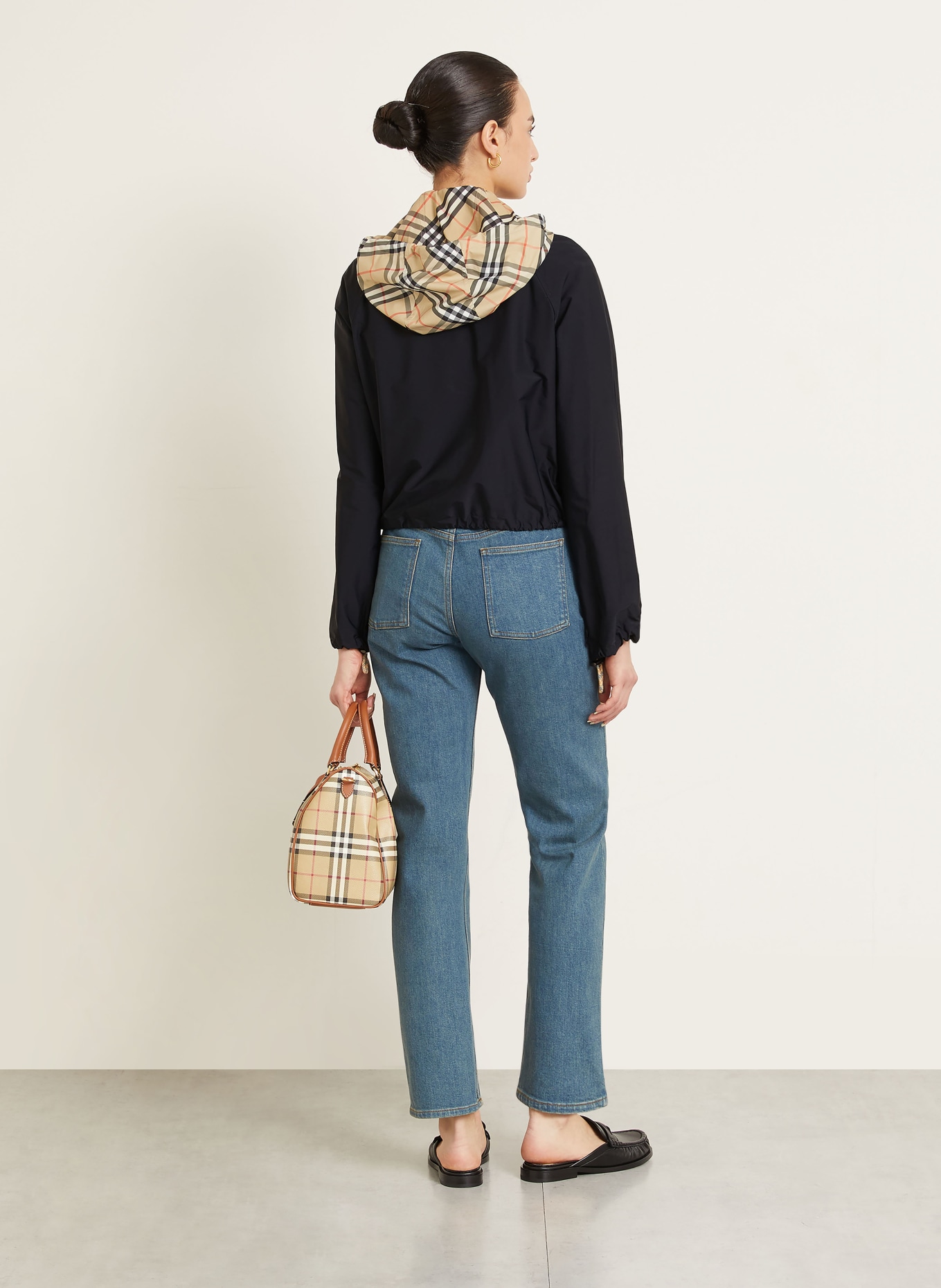 BURBERRY Jacke NEWCOTT mit abnehmbarer Kapuze: SCHWARZ / BEIGE / ROT