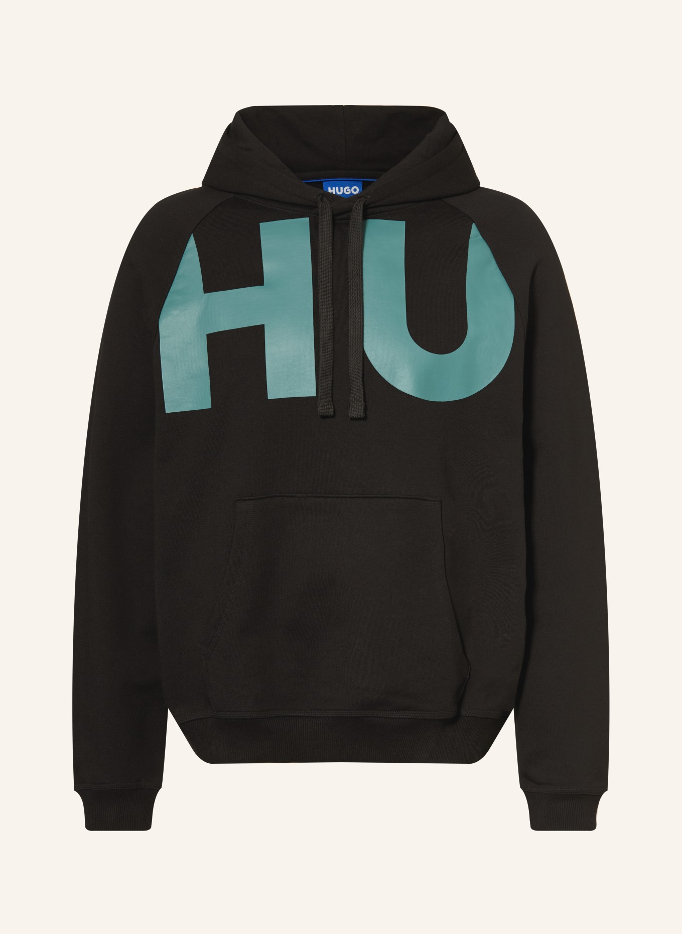 HUGO Hoodie NALFHOOD: SCHWARZ / HELLBLAU