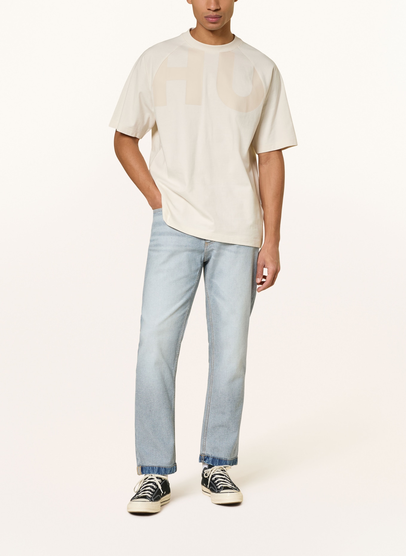 HUGO T-Shirt NALFTEE: BEIGE