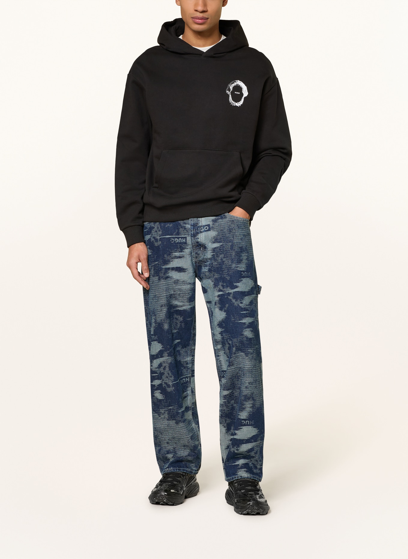 HUGO Hoodie NOUTILEX: SCHWARZ