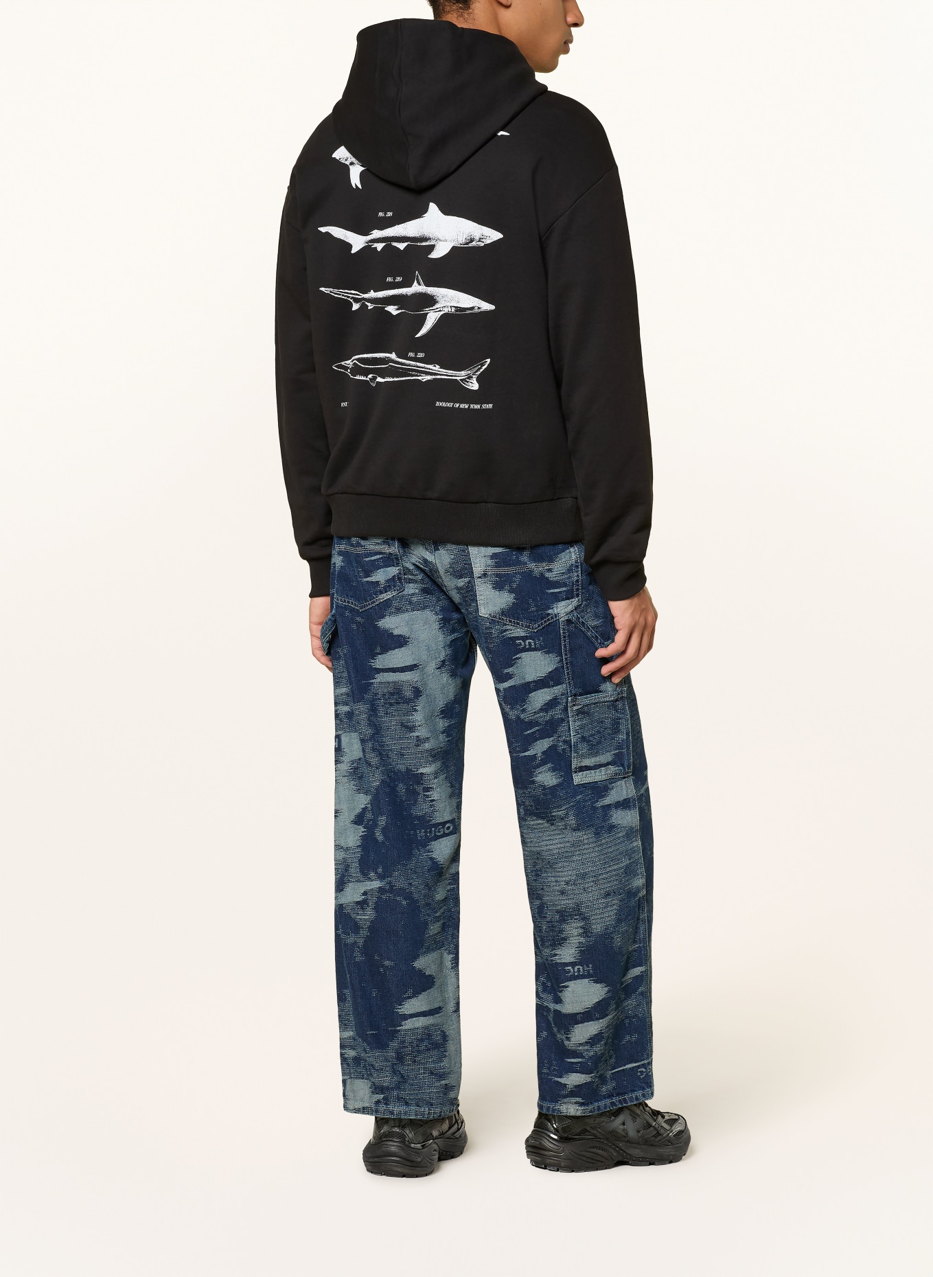 HUGO Hoodie NOUTILEX: SCHWARZ